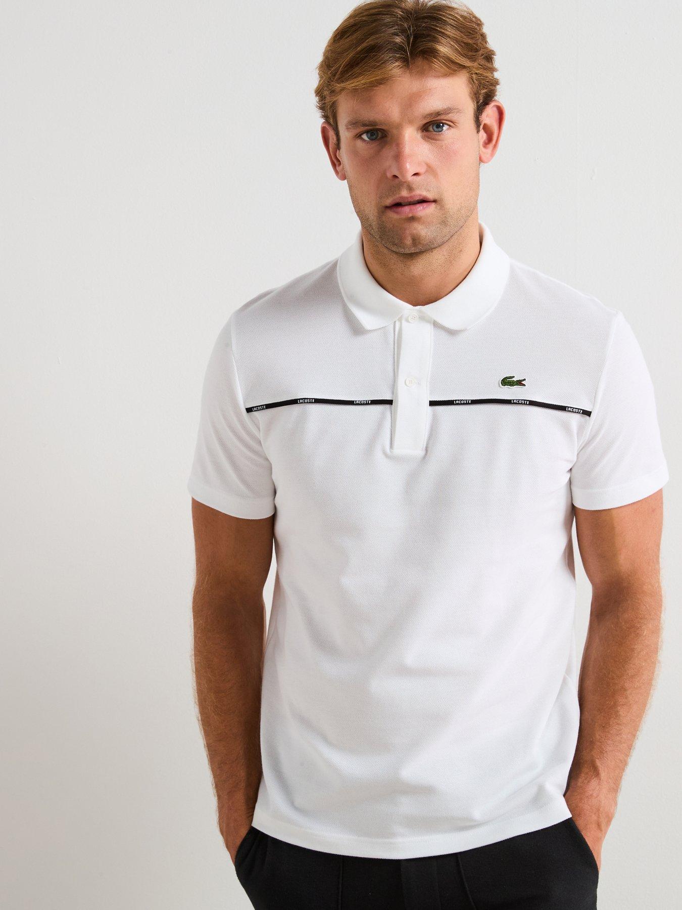Lacoste L1212 Tipped Collar Piqué Taping Short Sleeve Polo Shirt- White