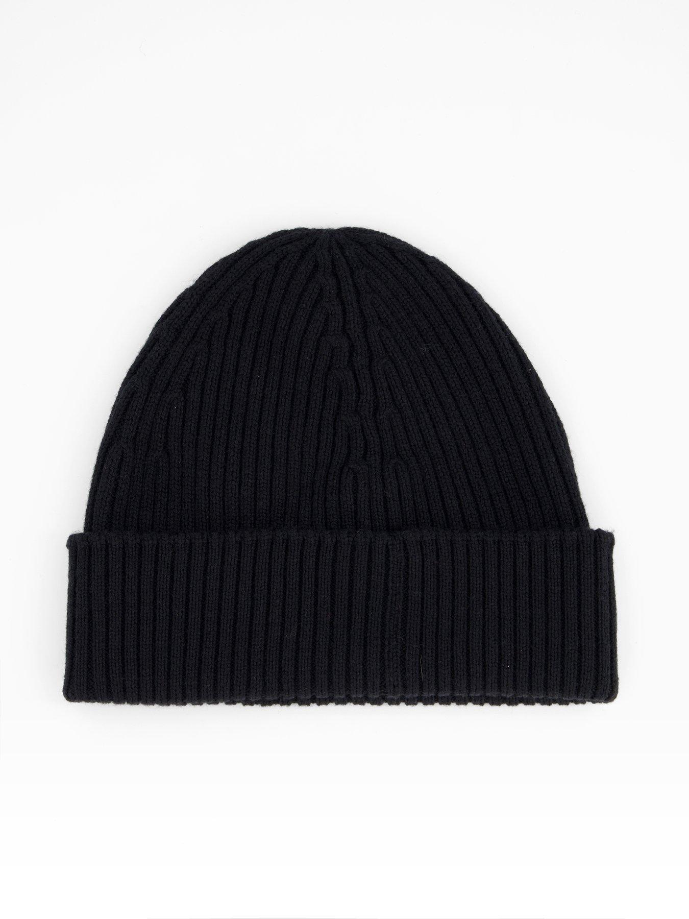 Image 2 of 4 of Lacoste Lacoste Ribbed Knitted Beanie- Black