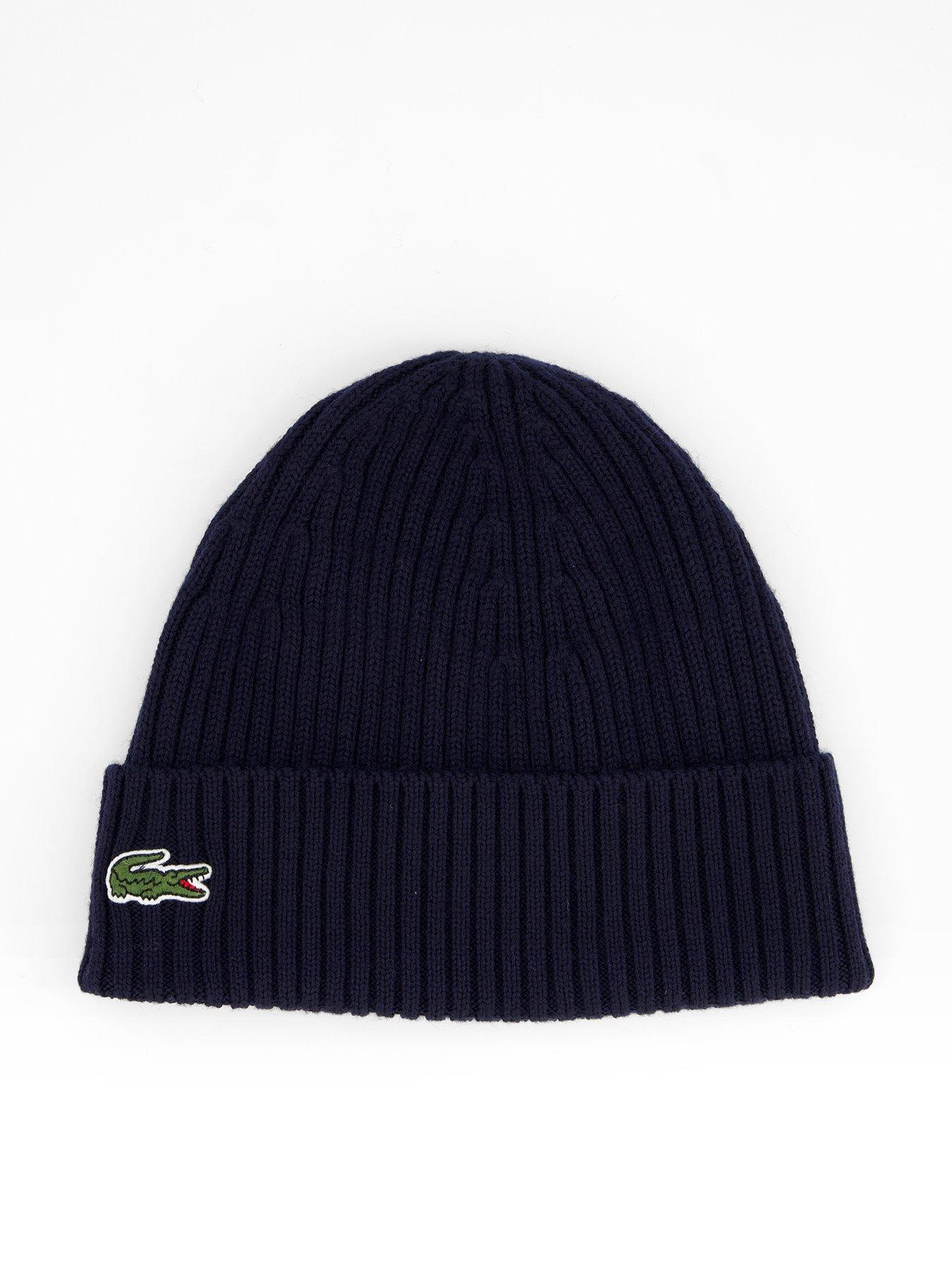 Image 1 of 4 of Lacoste Lacoste Ribbed Knitted Beanie- Navy