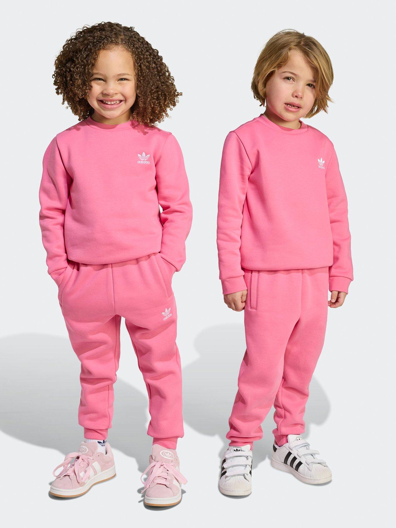 adidas Originals Kids Girls Trefoil Essentials Crew Set - Pink