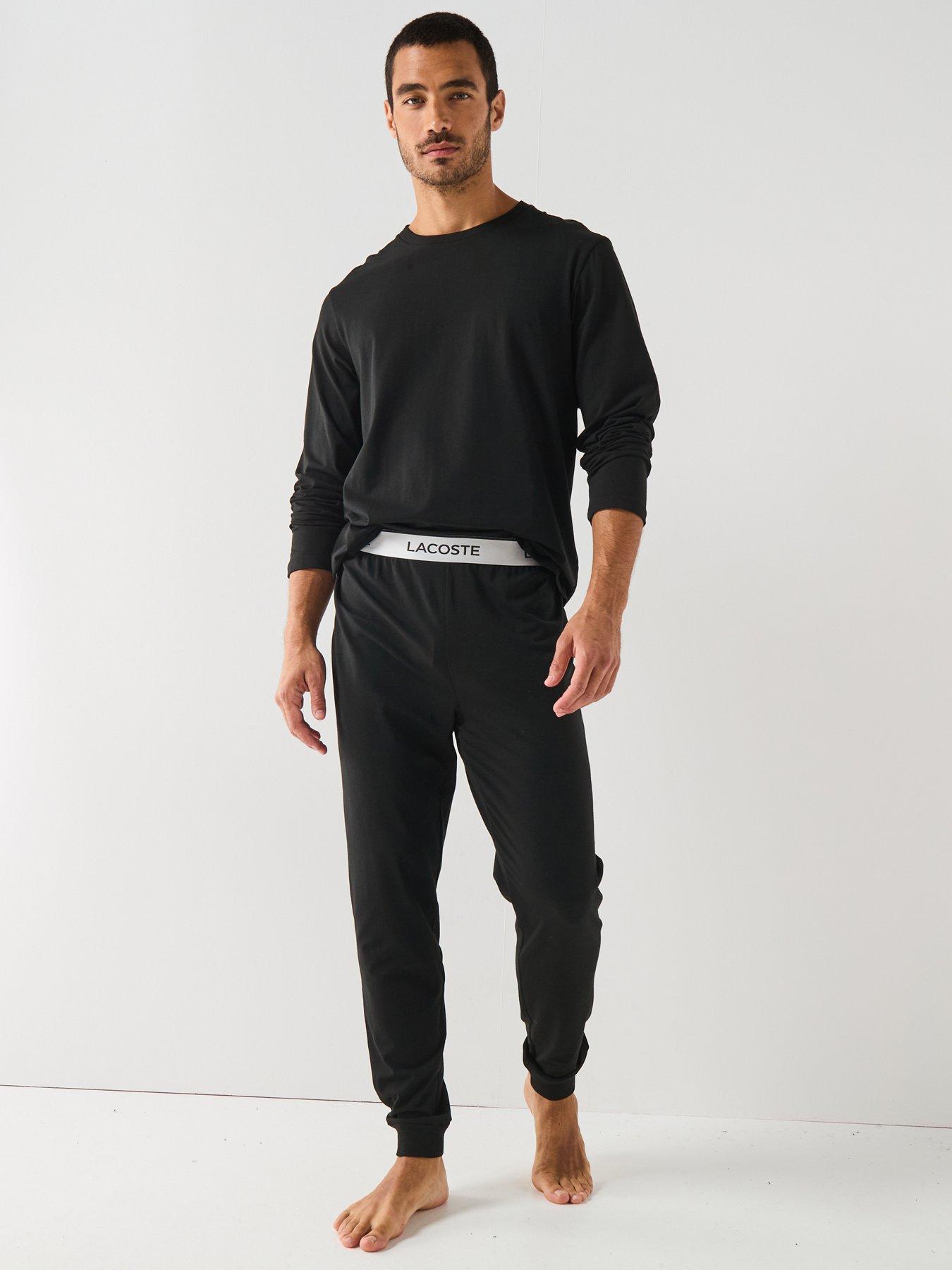 Lacoste Lacoste Long Sleeve Sheen Finish Pyjama Set- Black