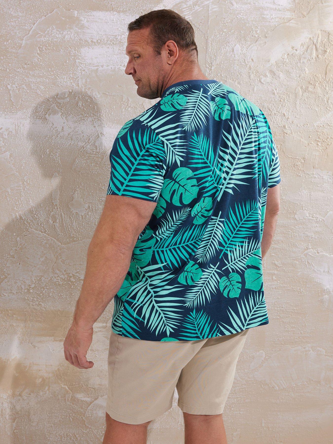 Image 2 of 4 of BadRhino Leaf Print T-Shirt - Blue