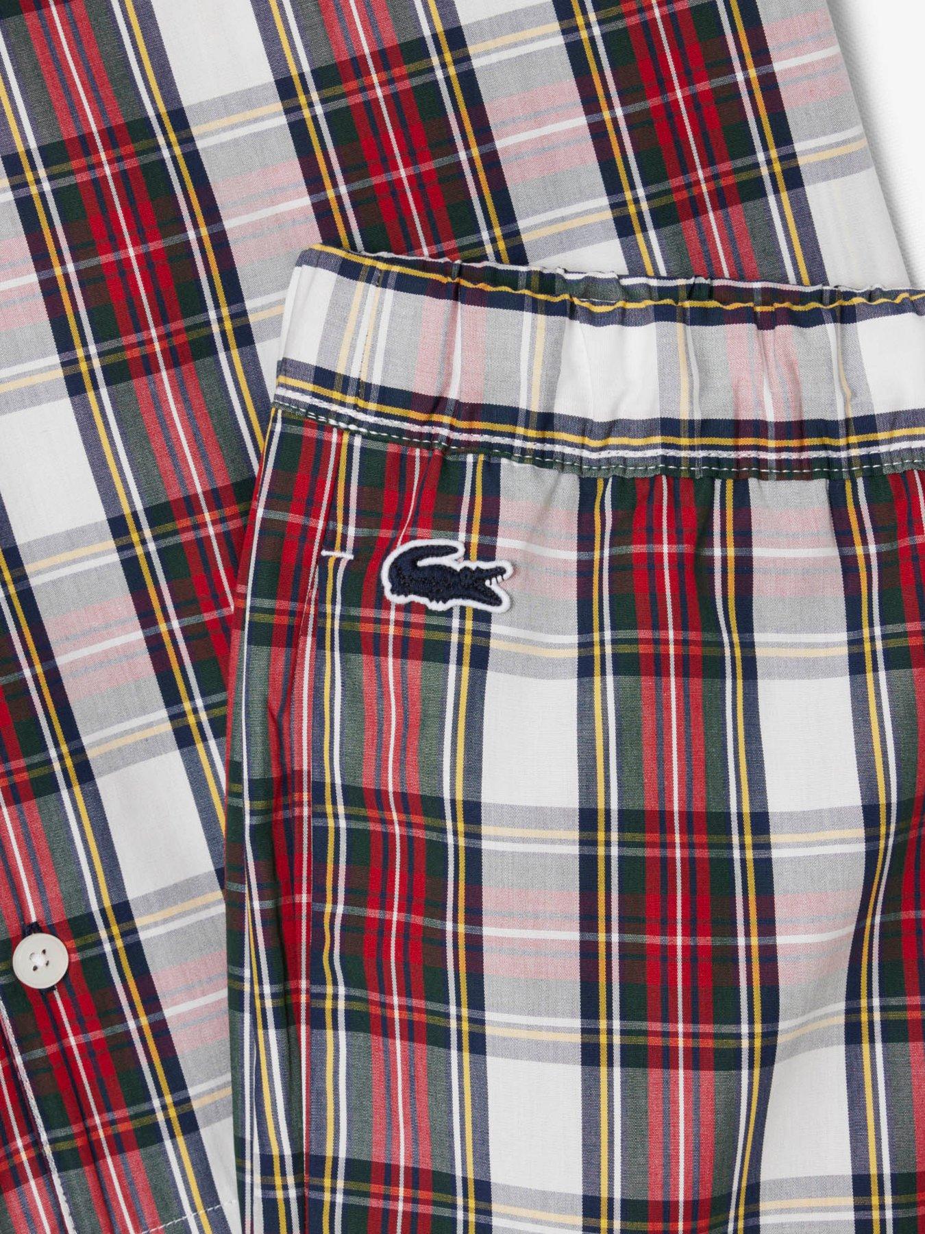 Image 2 of 4 of Lacoste Lacoste Long Sleeve Checked Pyjama Set- Red