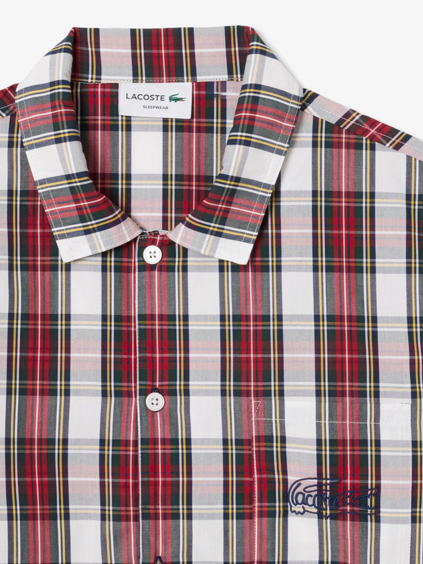 Image 3 of 4 of Lacoste Lacoste Long Sleeve Checked Pyjama Set- Red