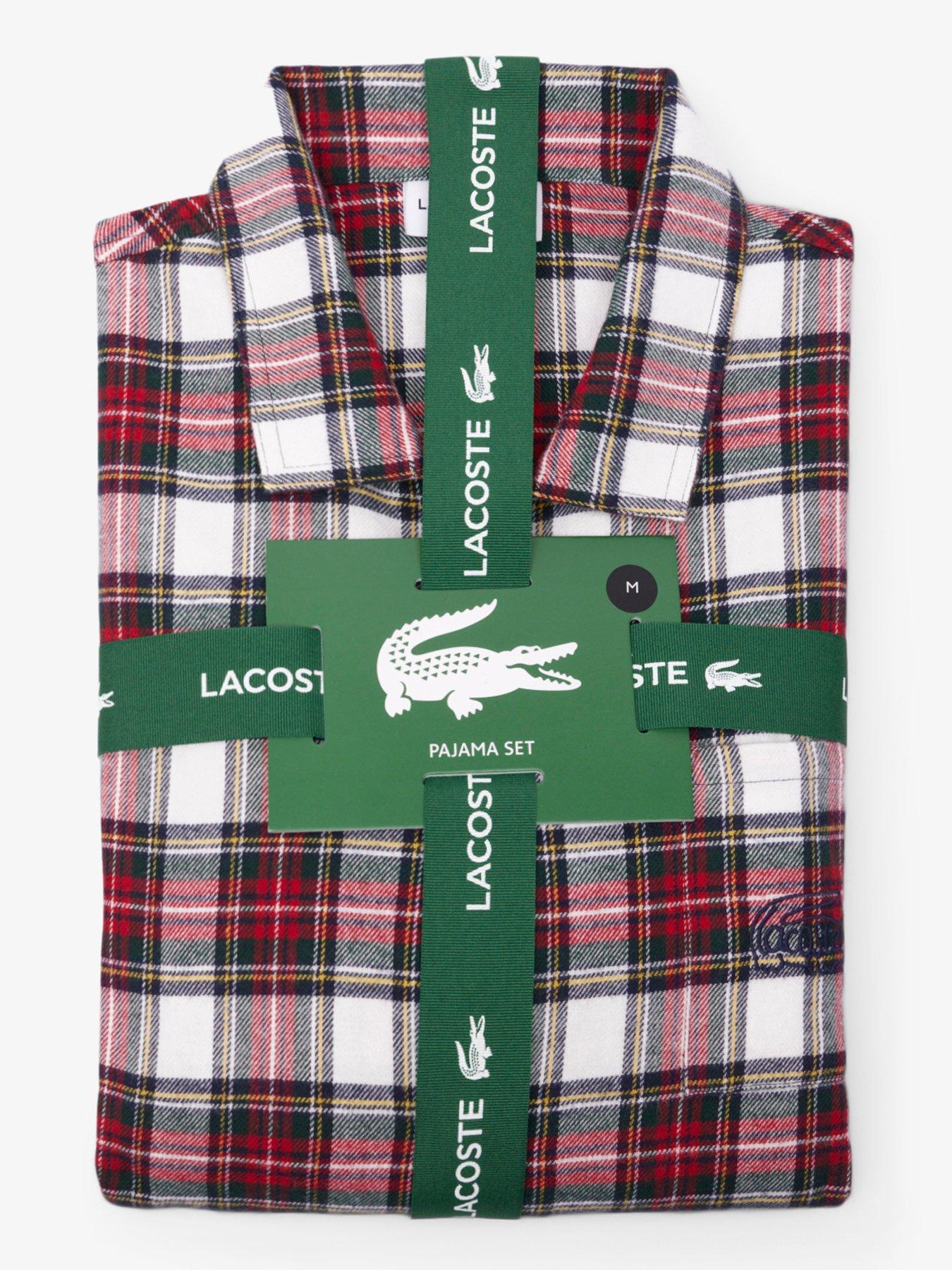 Image 4 of 4 of Lacoste Lacoste Long Sleeve Checked Pyjama Set- Red