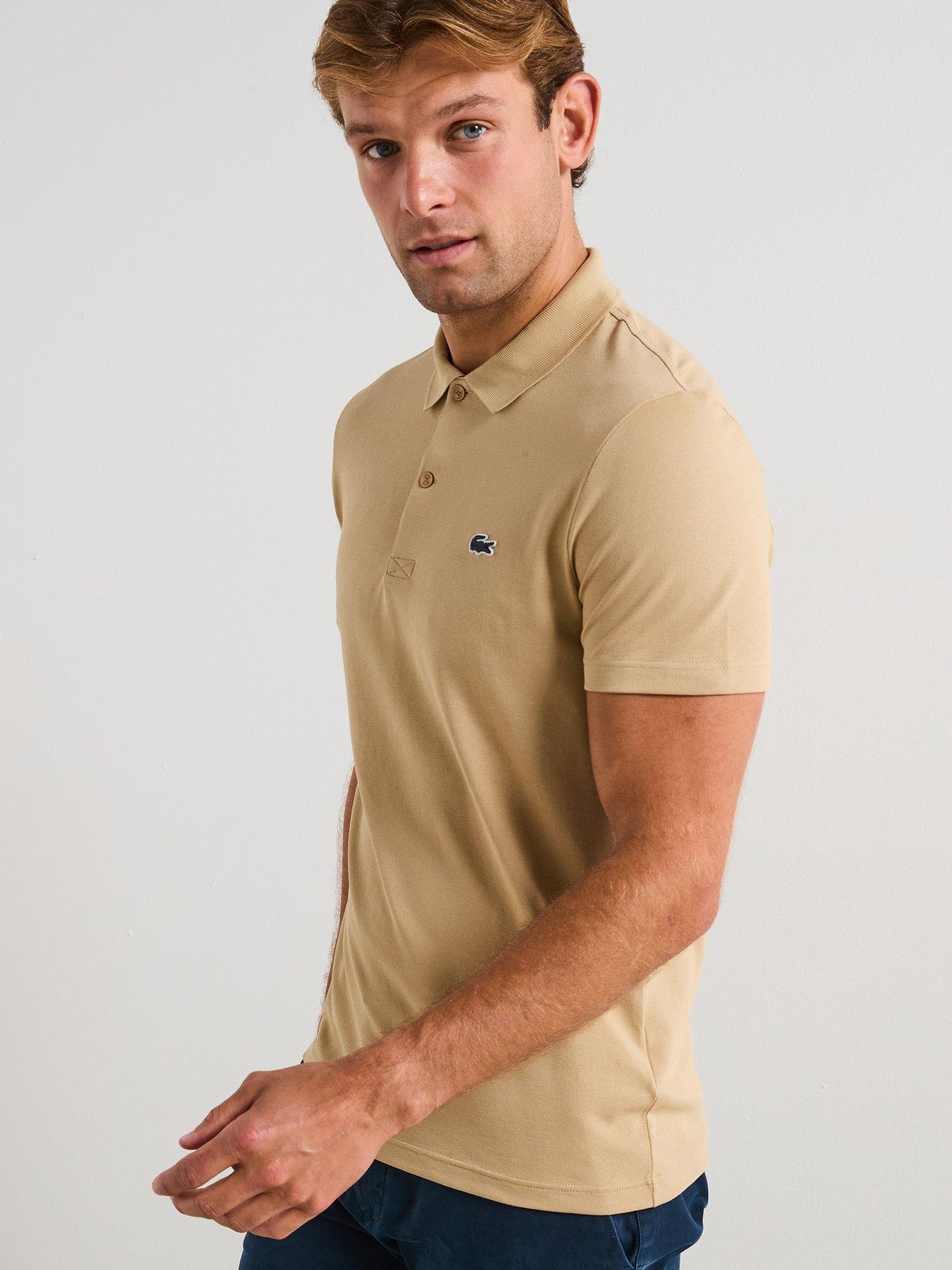 Image 1 of 6 of Lacoste Regular Fit Ottoman Short Sleeve Polo Shirt - Beige