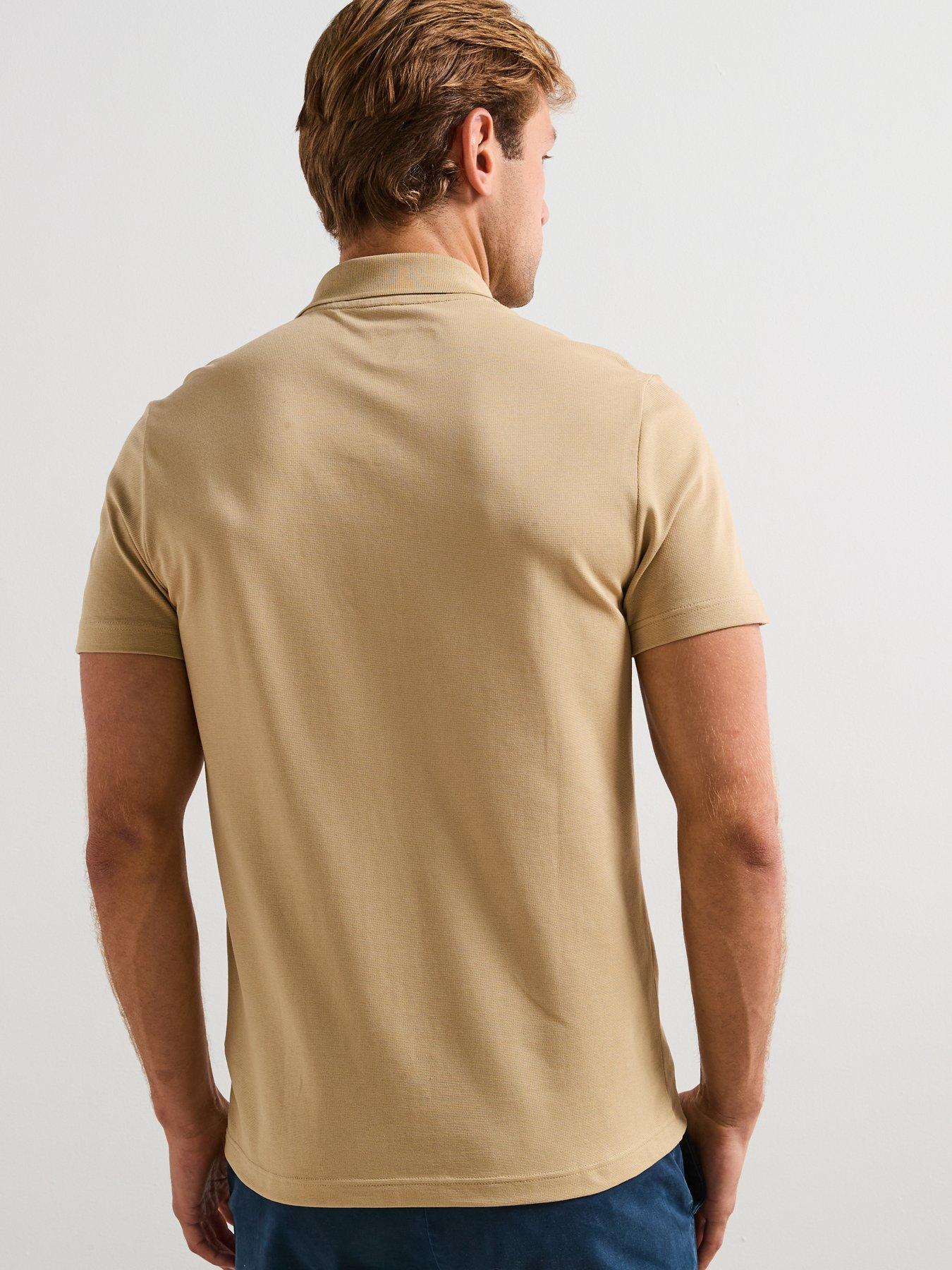Image 2 of 6 of Lacoste Regular Fit Ottoman Short Sleeve Polo Shirt - Beige