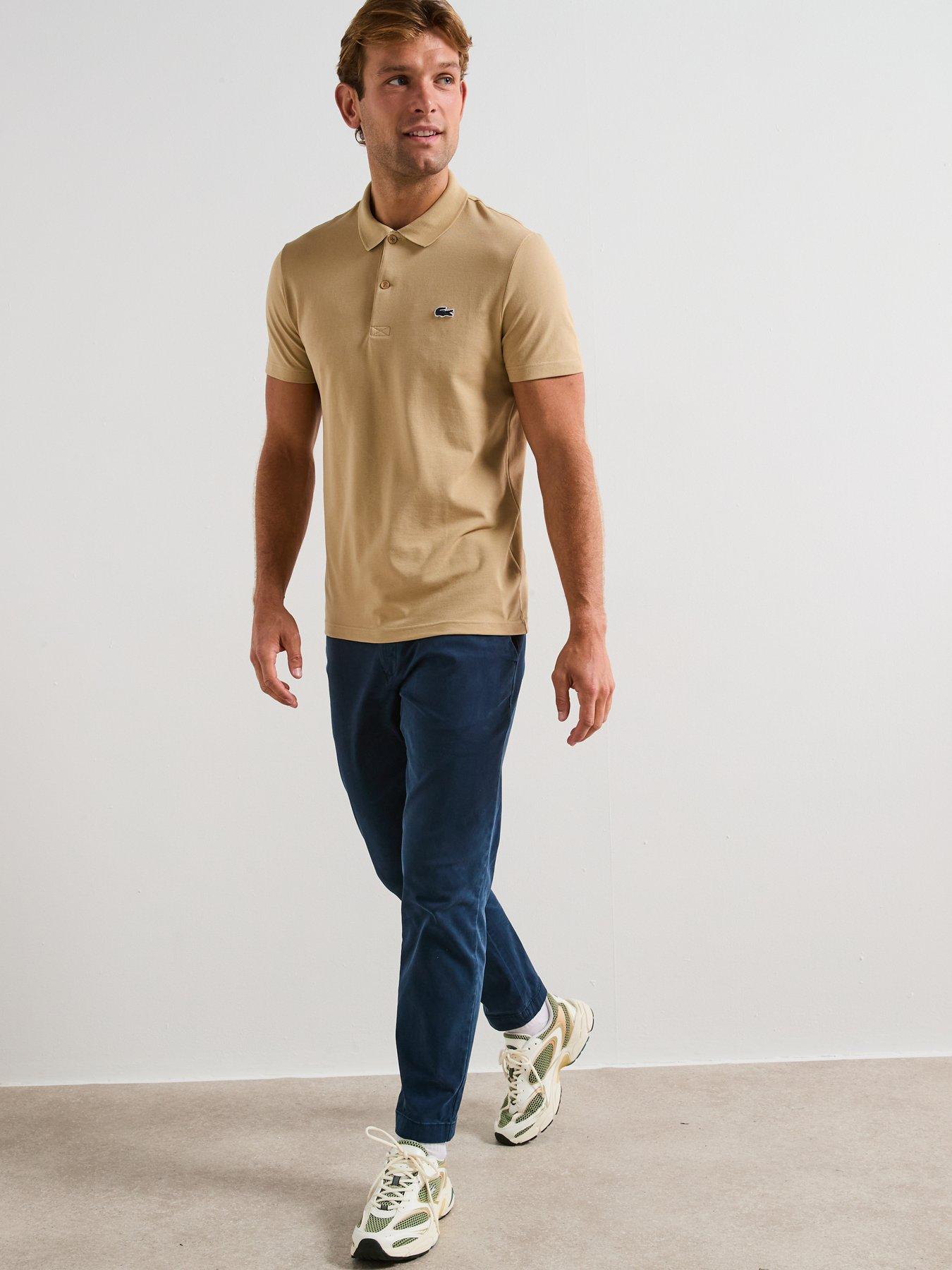 Image 3 of 6 of Lacoste Regular Fit Ottoman Short Sleeve Polo Shirt - Beige
