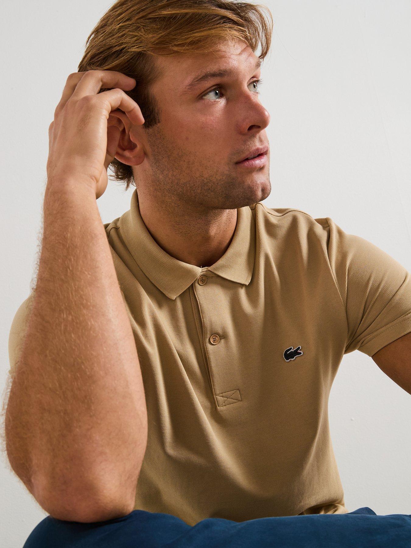Image 4 of 6 of Lacoste Regular Fit Ottoman Short Sleeve Polo Shirt - Beige