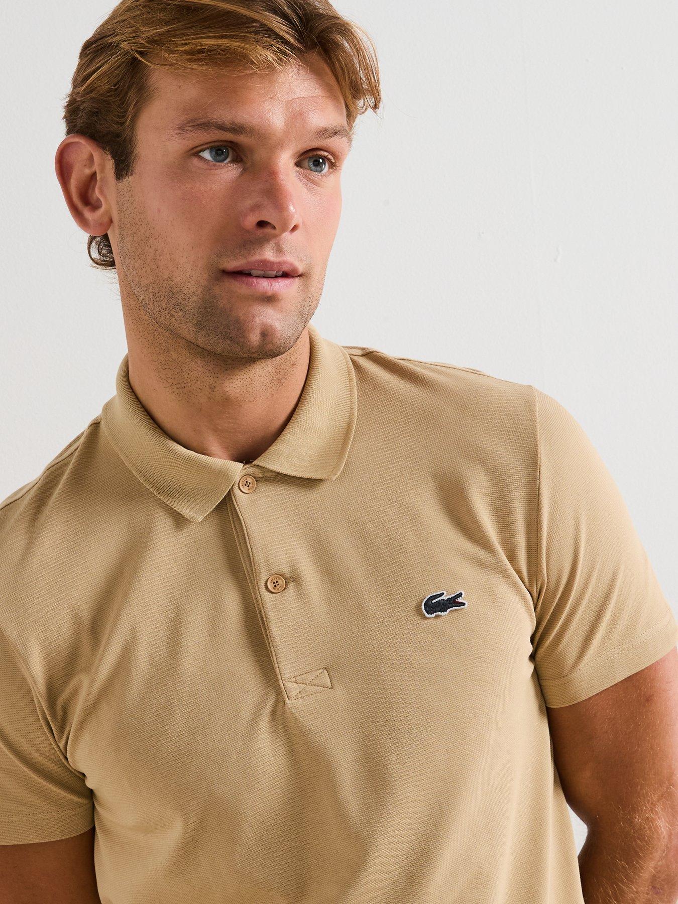 Image 6 of 6 of Lacoste Regular Fit Ottoman Short Sleeve Polo Shirt - Beige