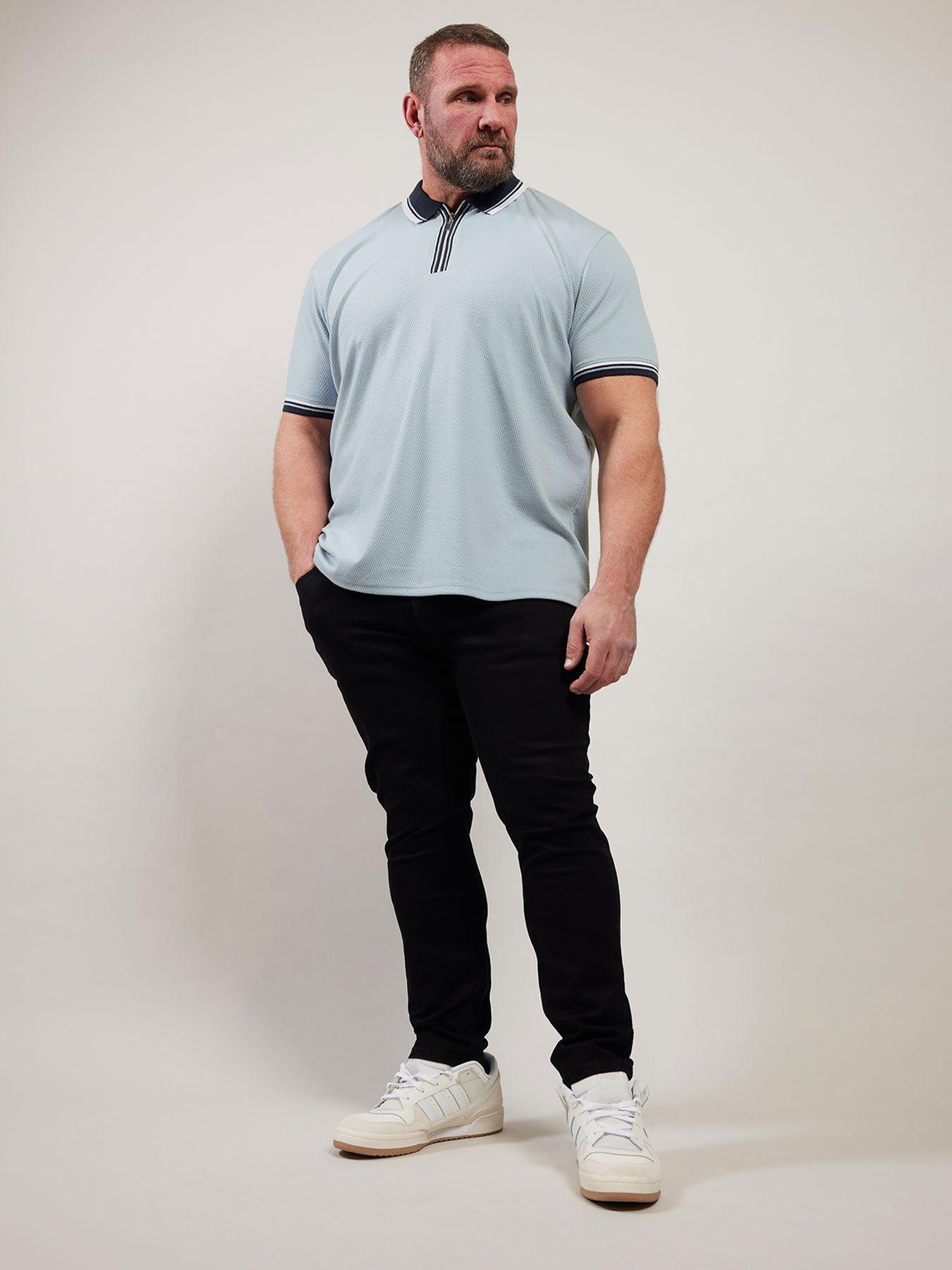 undefined Seersucker Zip Polo Shirt - Blue
