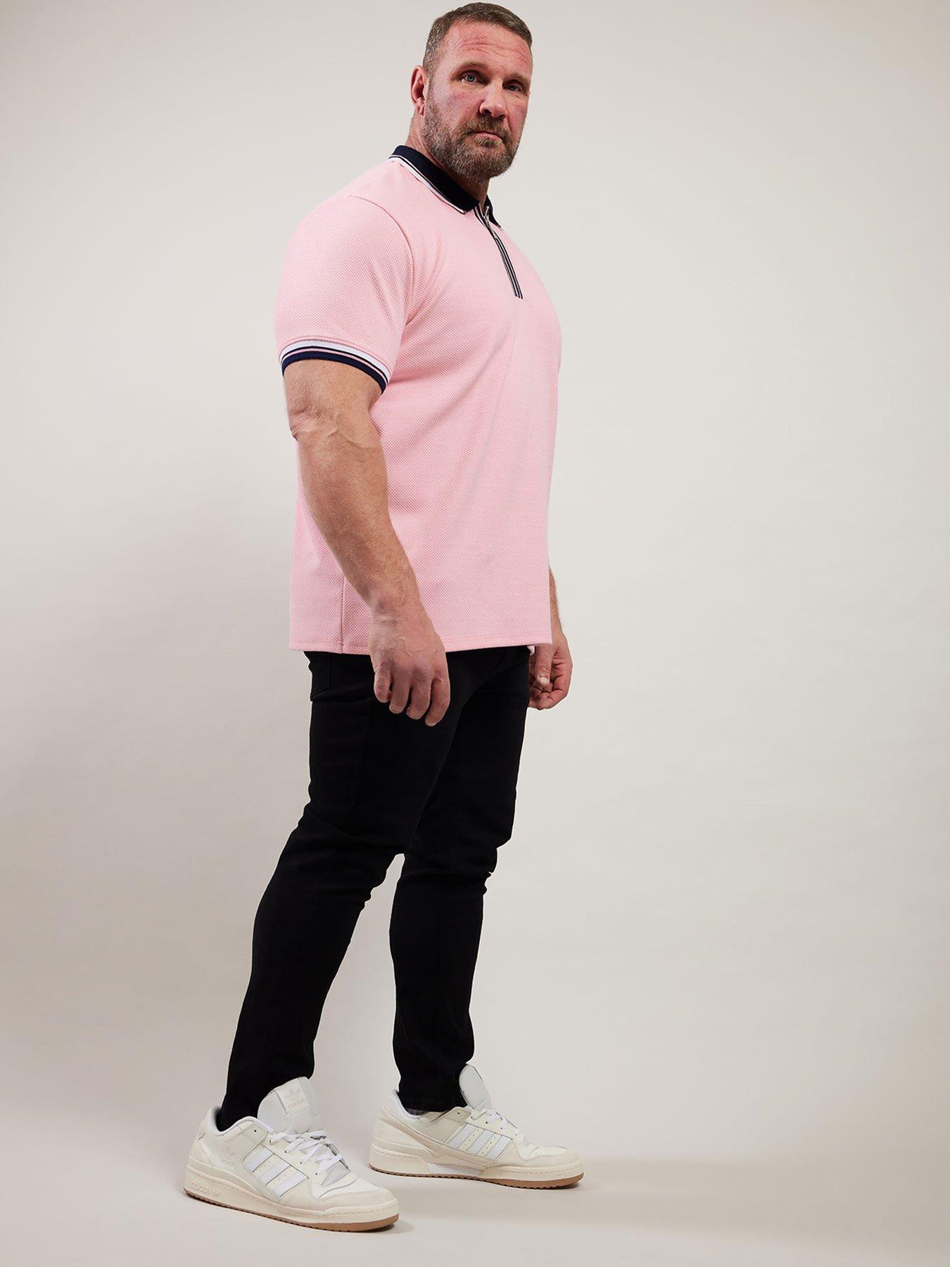 BadRhino Seersucker Zip Polo Shirt - Pink