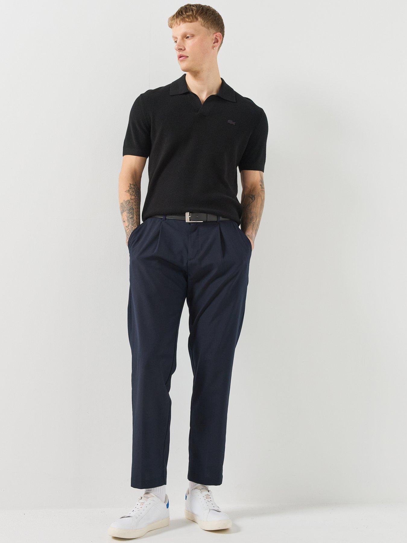 Image 3 of 5 of Lacoste Textured Buttonless Polo Collar Knitted Jumper - Beige