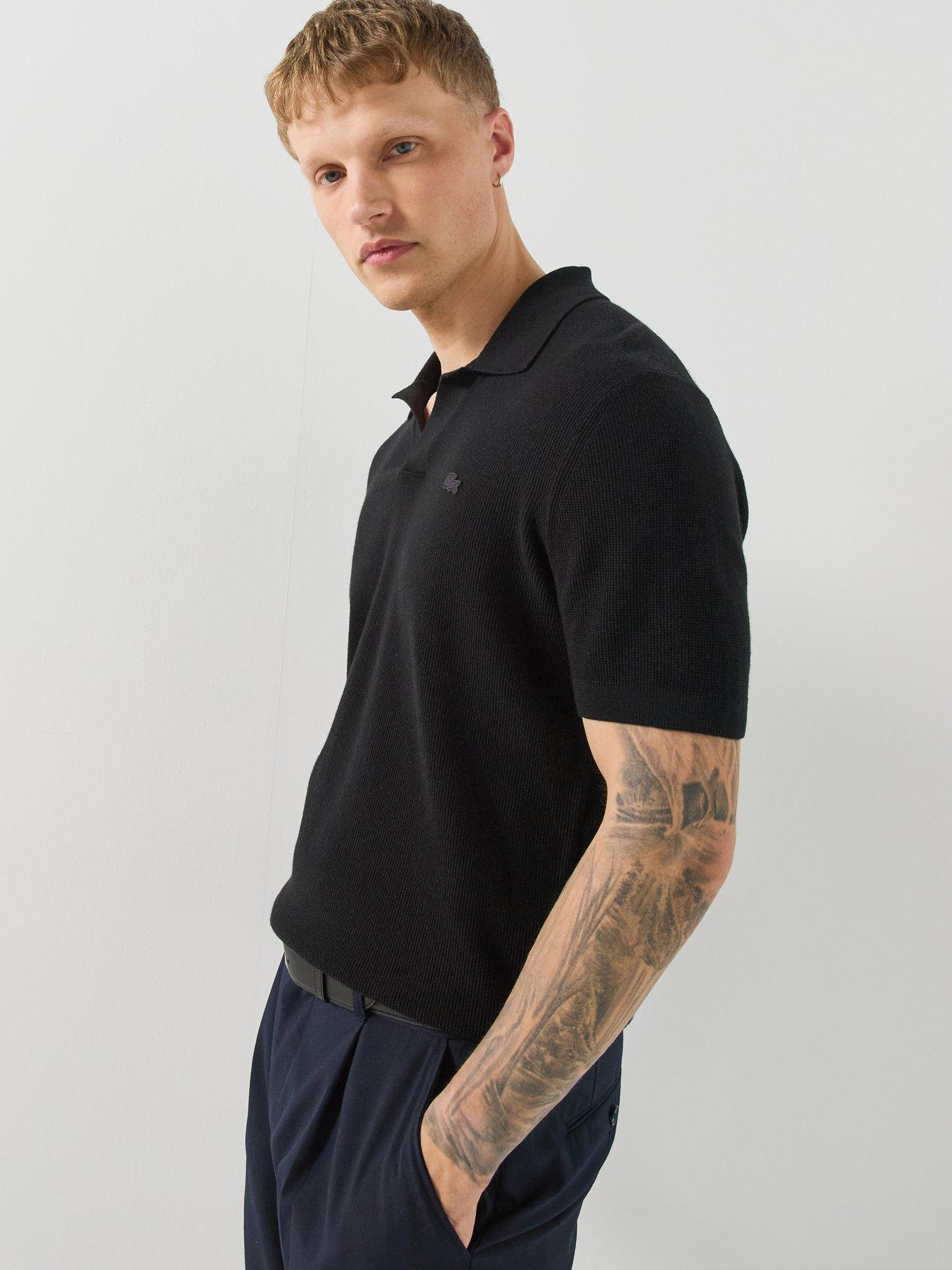 Image 5 of 5 of Lacoste Textured Buttonless Polo Collar Knitted Jumper - Beige
