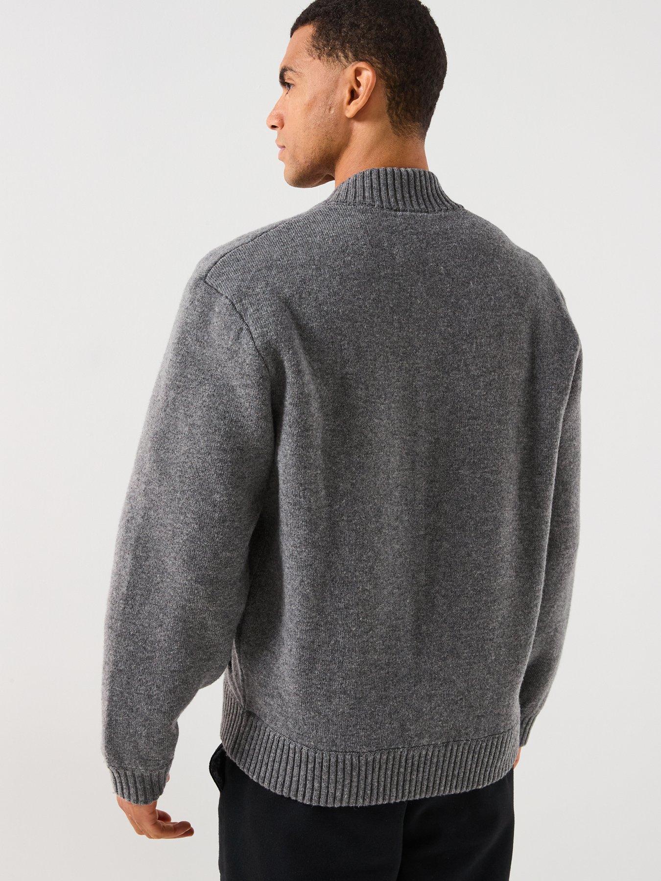 lacoste-interlock-heavyweight-knitted-bomber-jacket--greystillFront