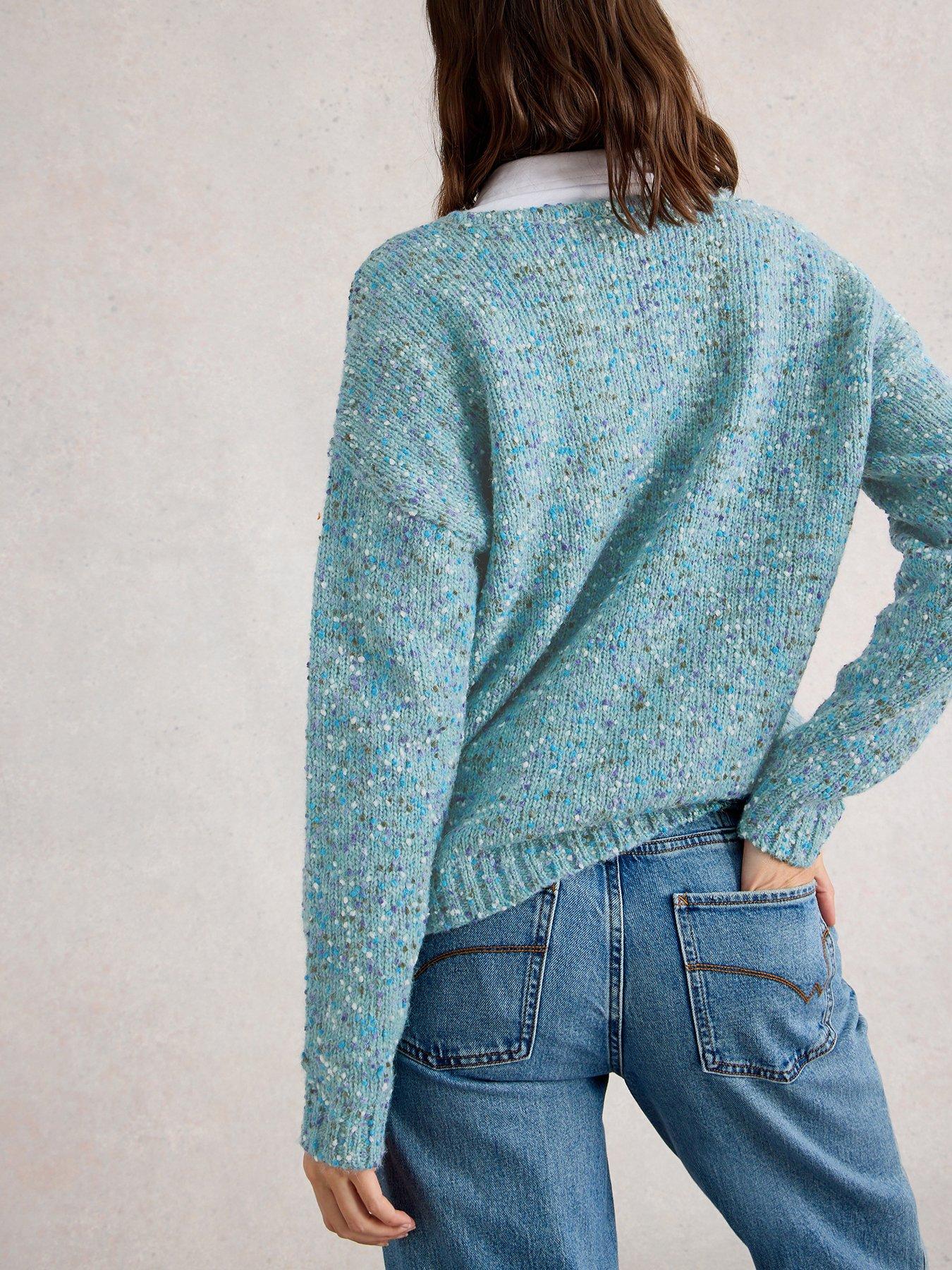 Image 2 of 6 of White Stuff Textured V Neck Jumper - Blue