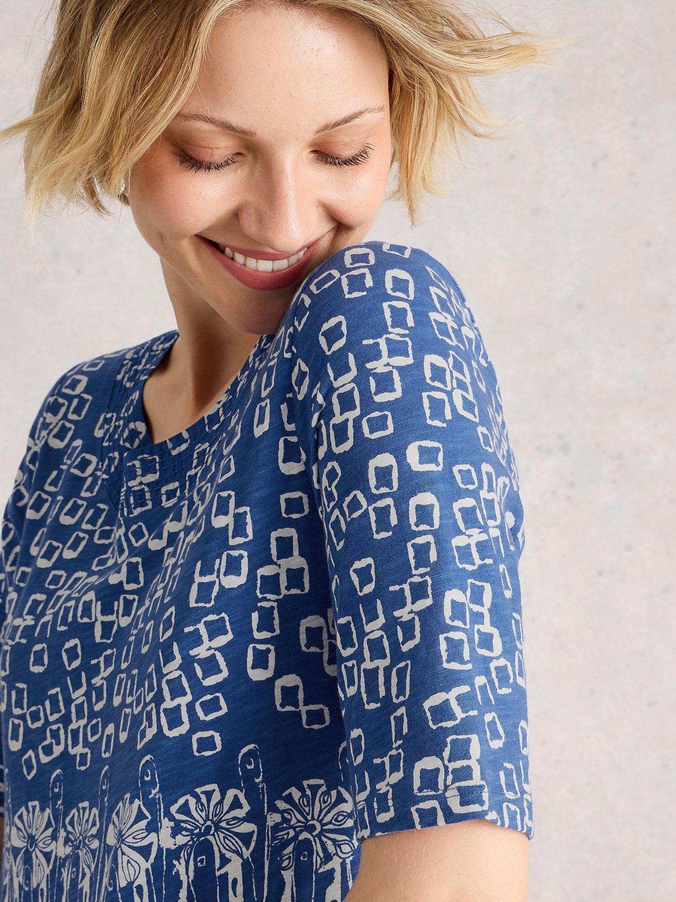 Image 4 of 6 of White Stuff Weaver Tee - Blue