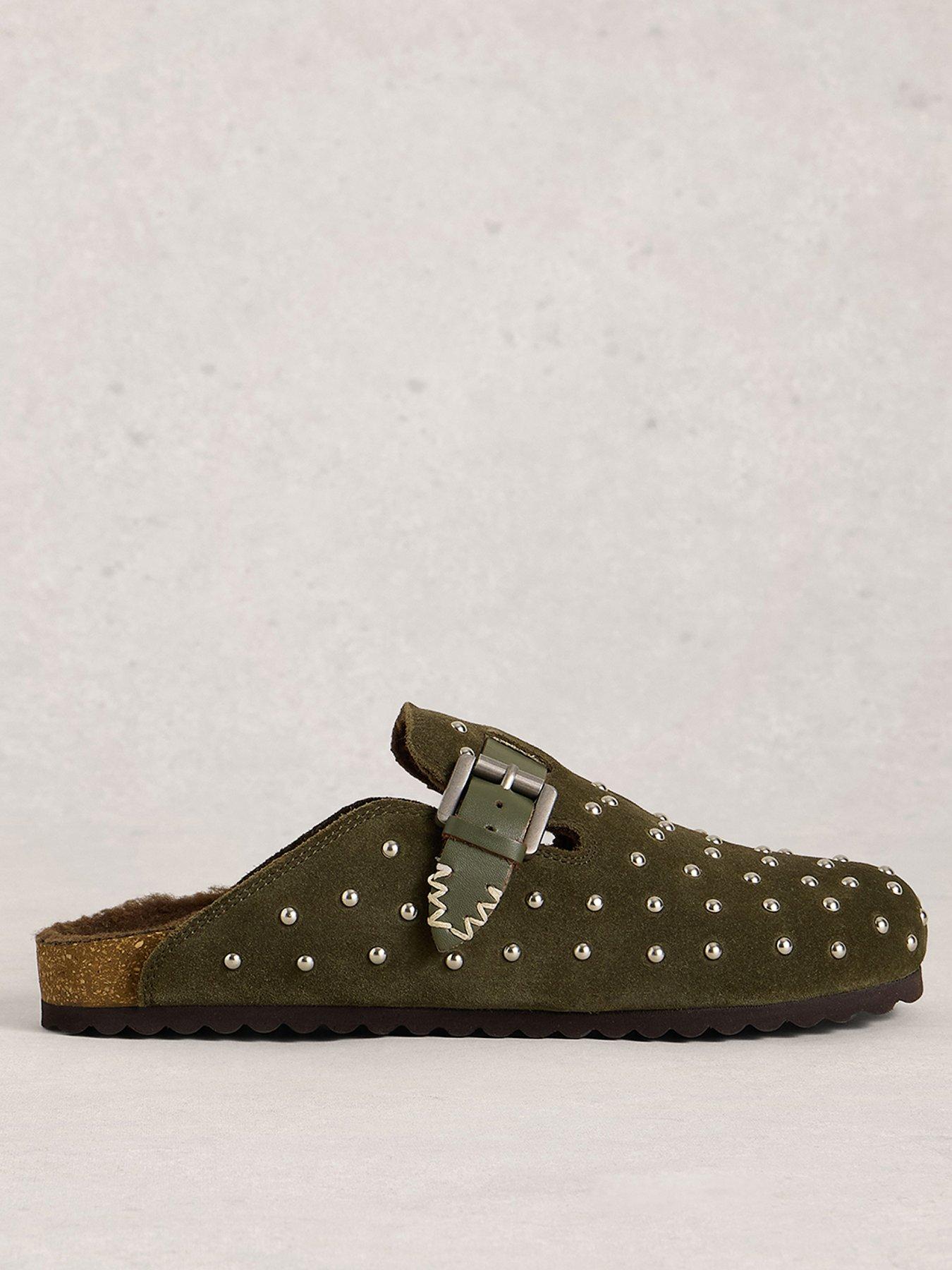 Image 1 of 4 of White Stuff Myrtle Studded Slip On Footbed - Green