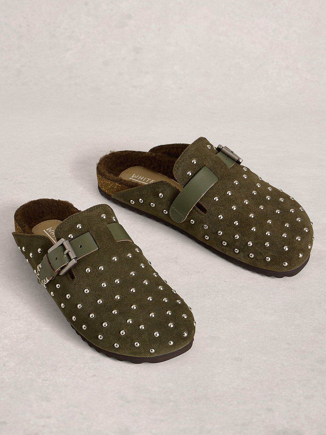 Image 2 of 4 of White Stuff Myrtle Studded Slip On Footbed - Green