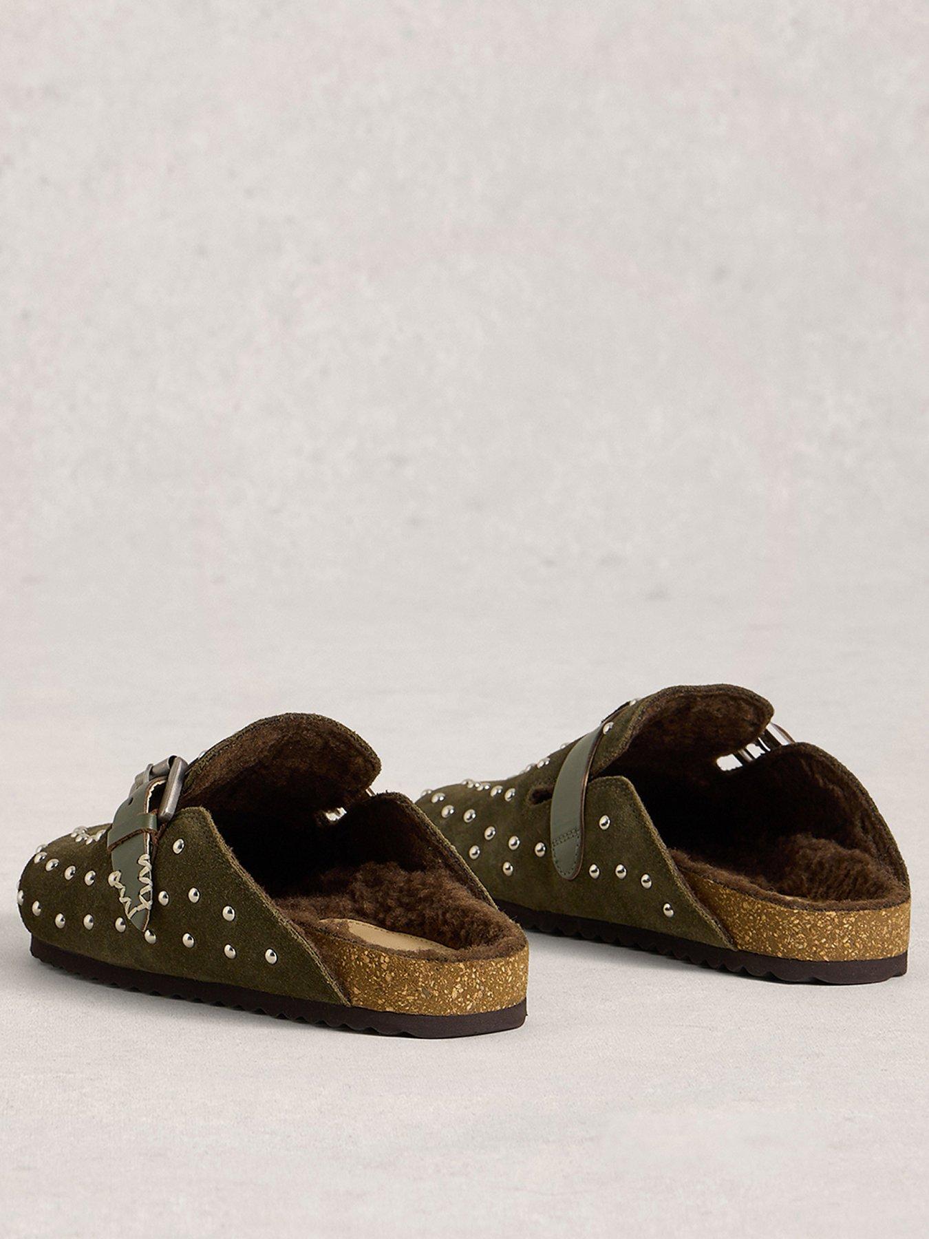 Image 3 of 4 of White Stuff Myrtle Studded Slip On Footbed - Green