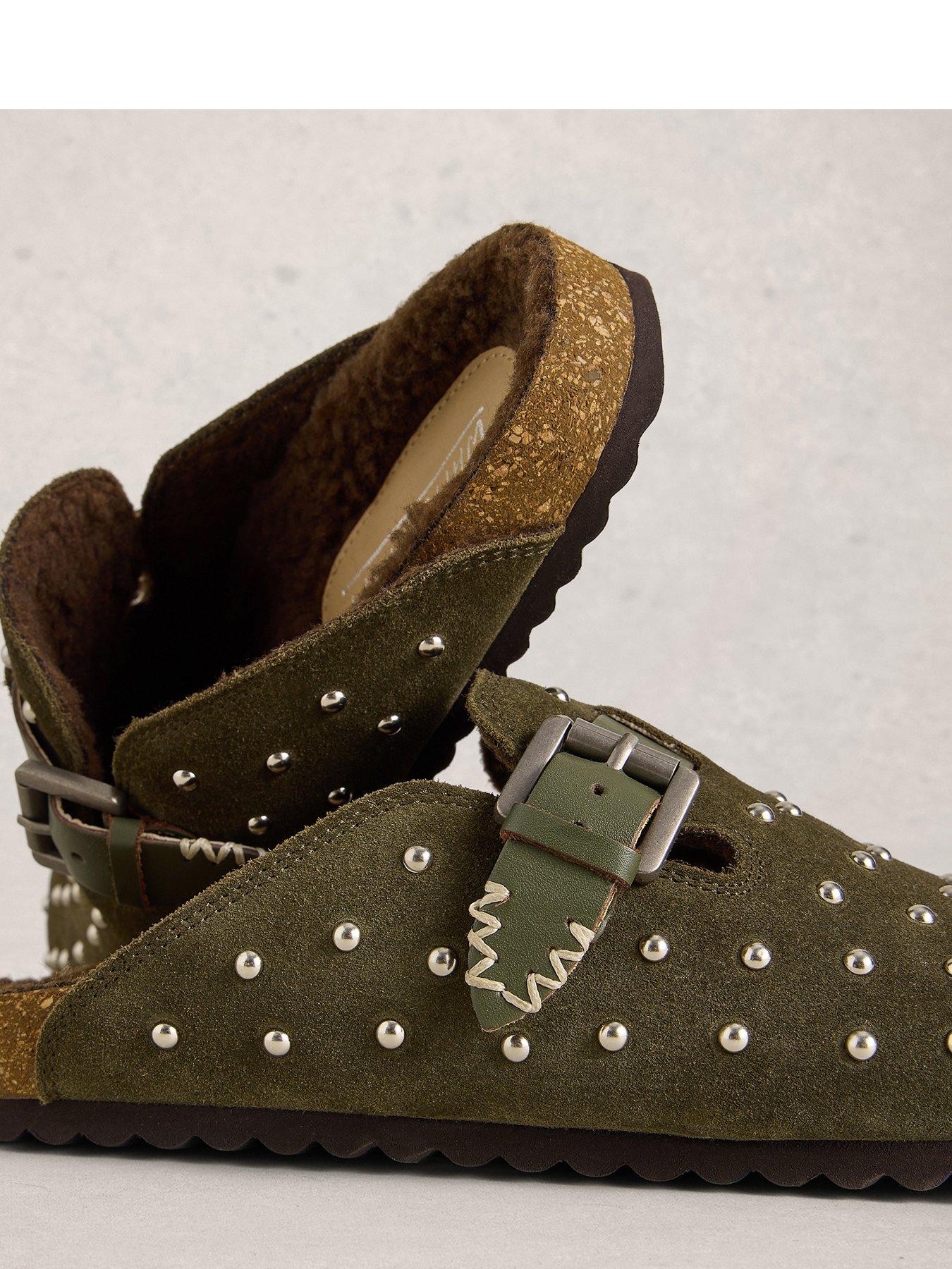 Image 4 of 4 of White Stuff Myrtle Studded Slip On Footbed - Green