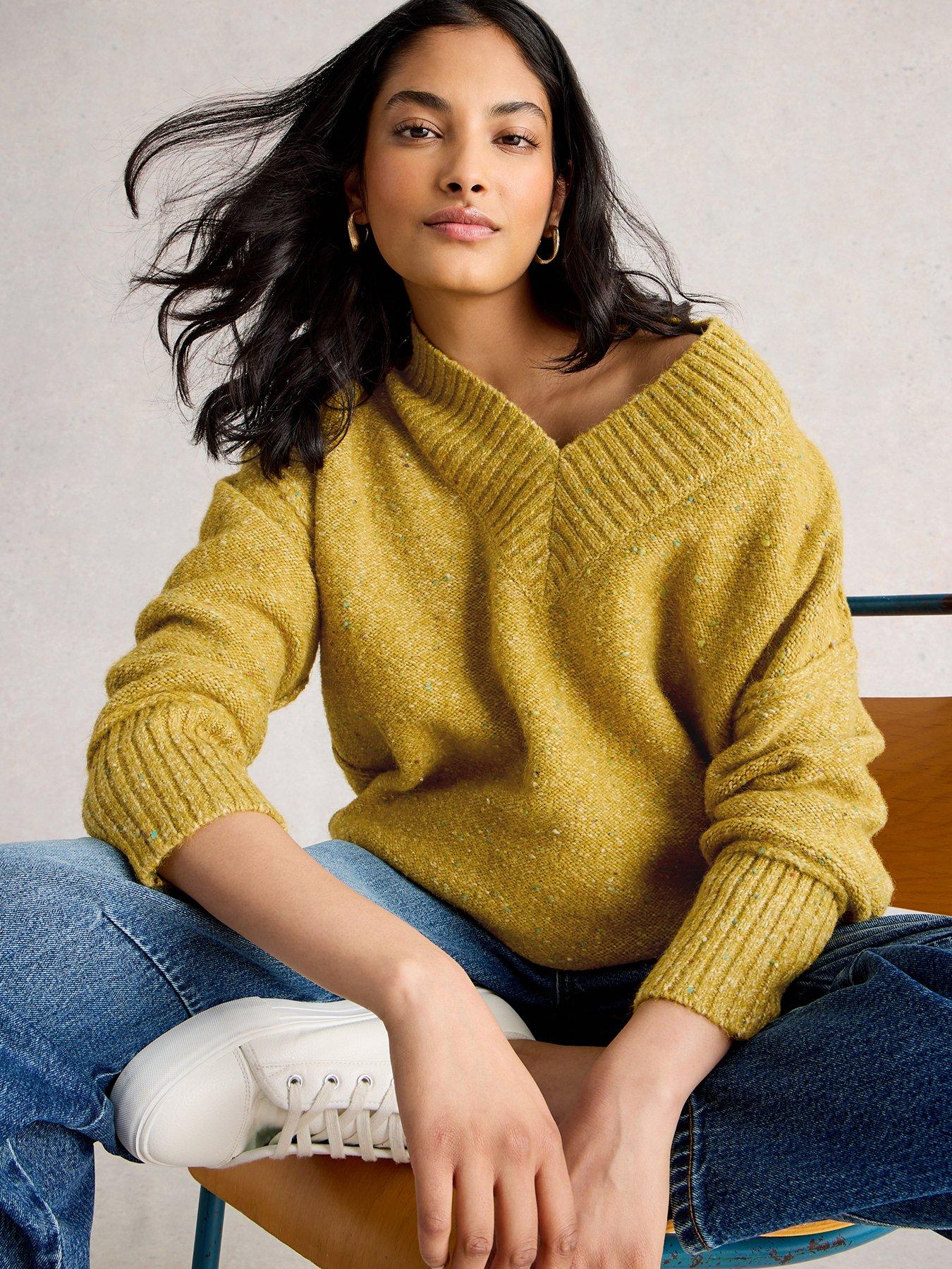 White Stuff Tilly V Neck Jumper - Yellow