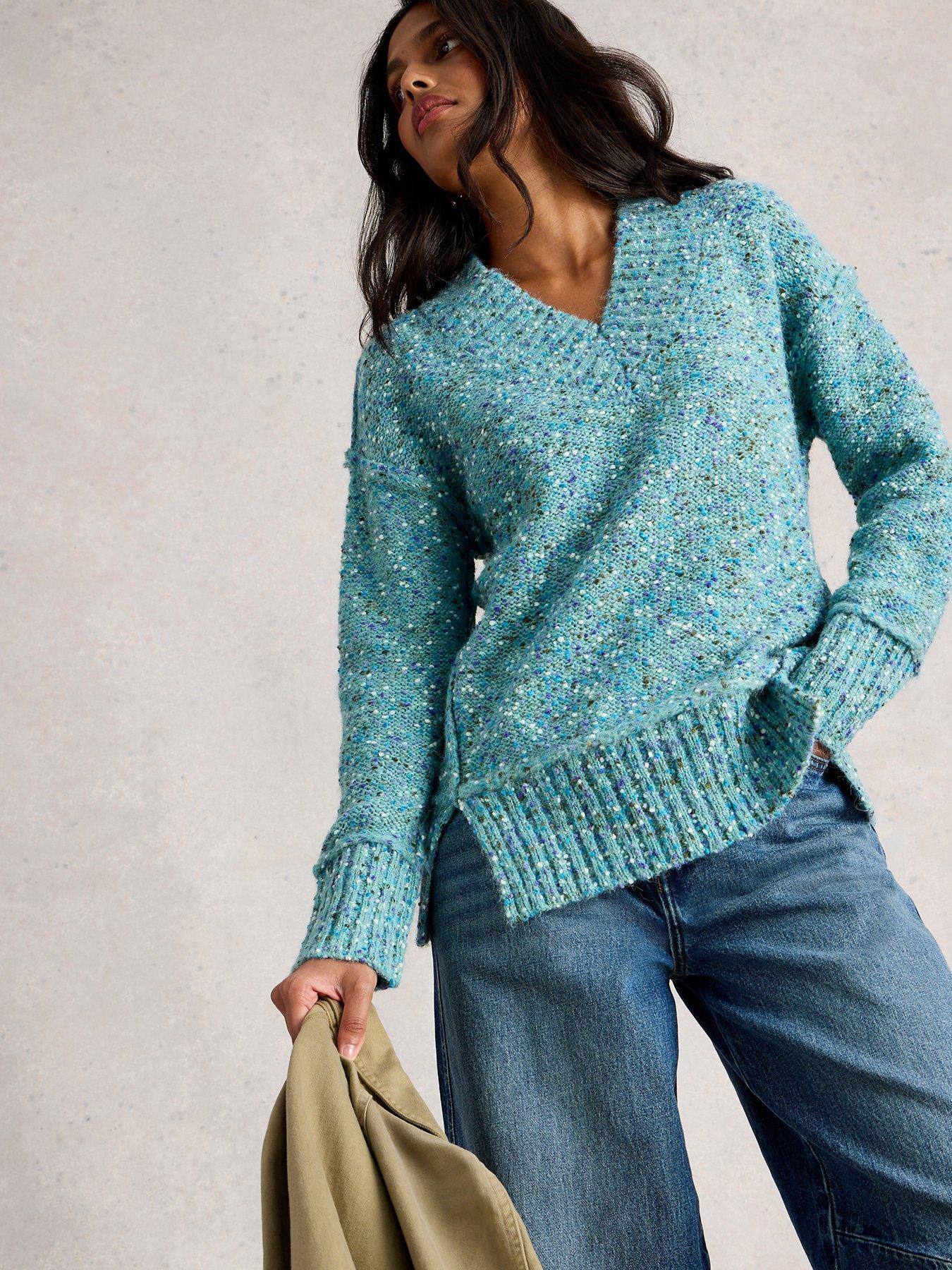 Image 4 of 6 of White Stuff Tilly V Neck Jumper - Blue