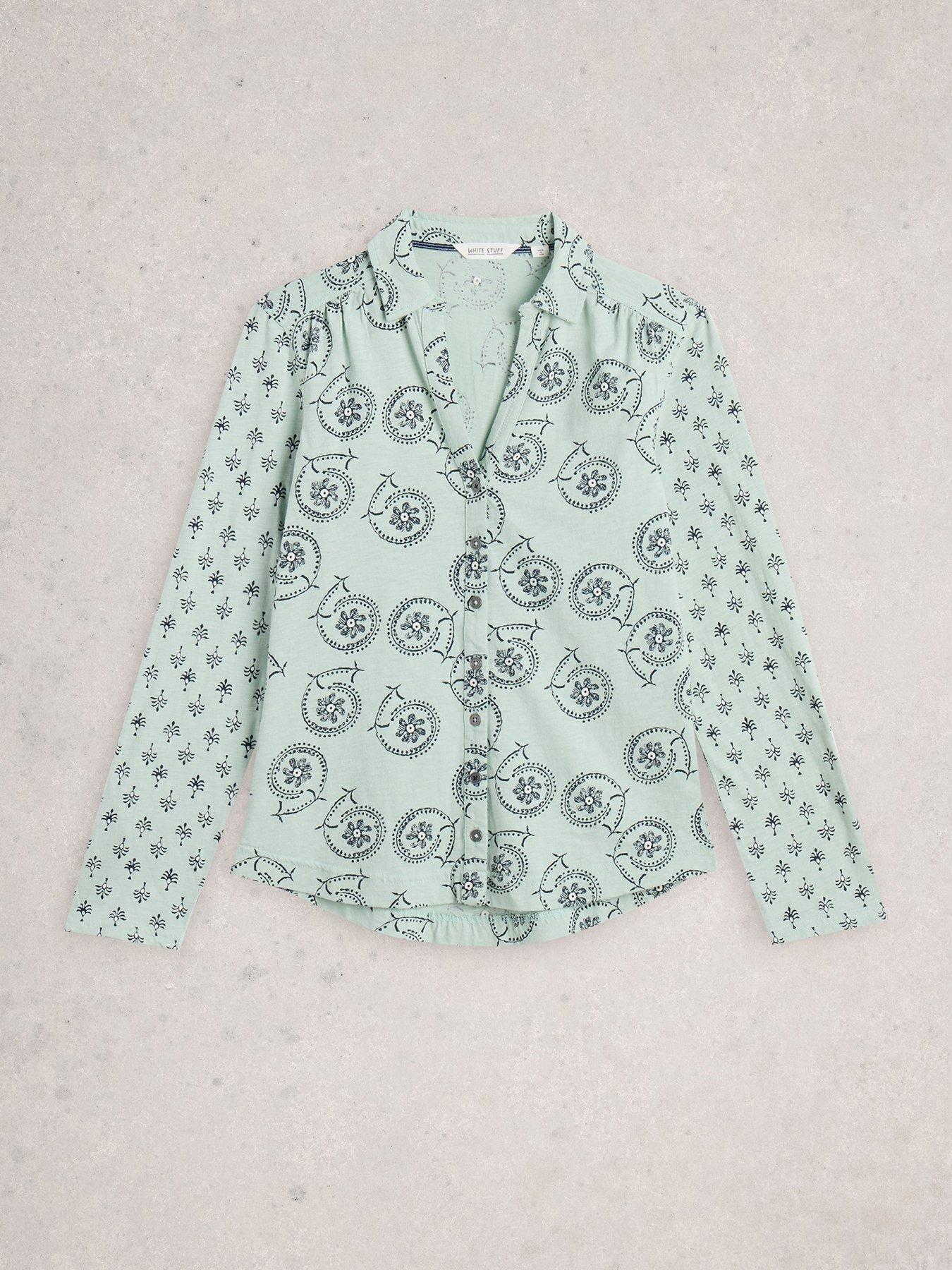 Image 5 of 6 of White Stuff Annie Jersey Shirt - Green