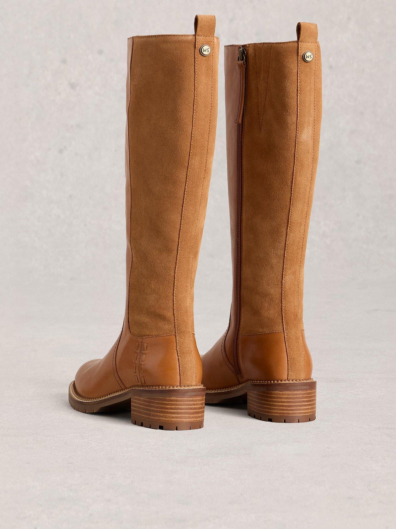 Image 3 of 4 of White Stuff Serena Leather Knee High Boot - Beige