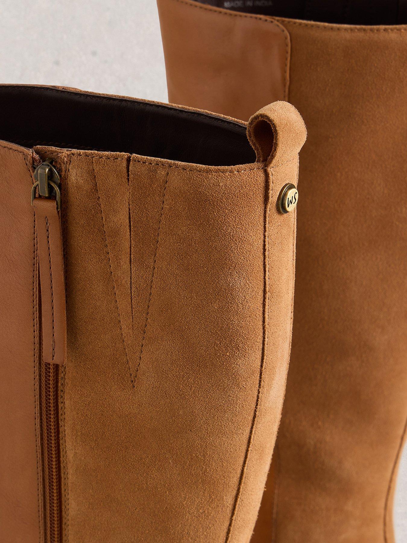 Image 4 of 4 of White Stuff Serena Leather Knee High Boot - Beige