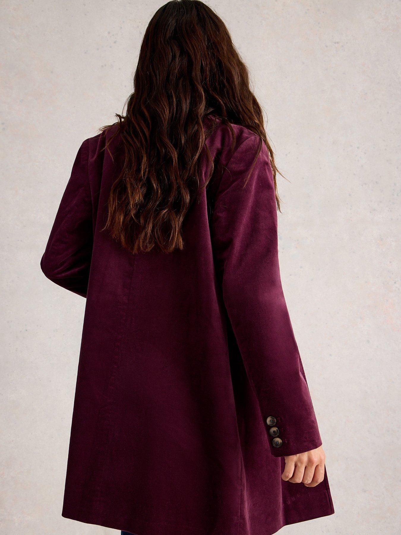 Image 2 of 6 of White Stuff Karla Velvet Coat - Purple
