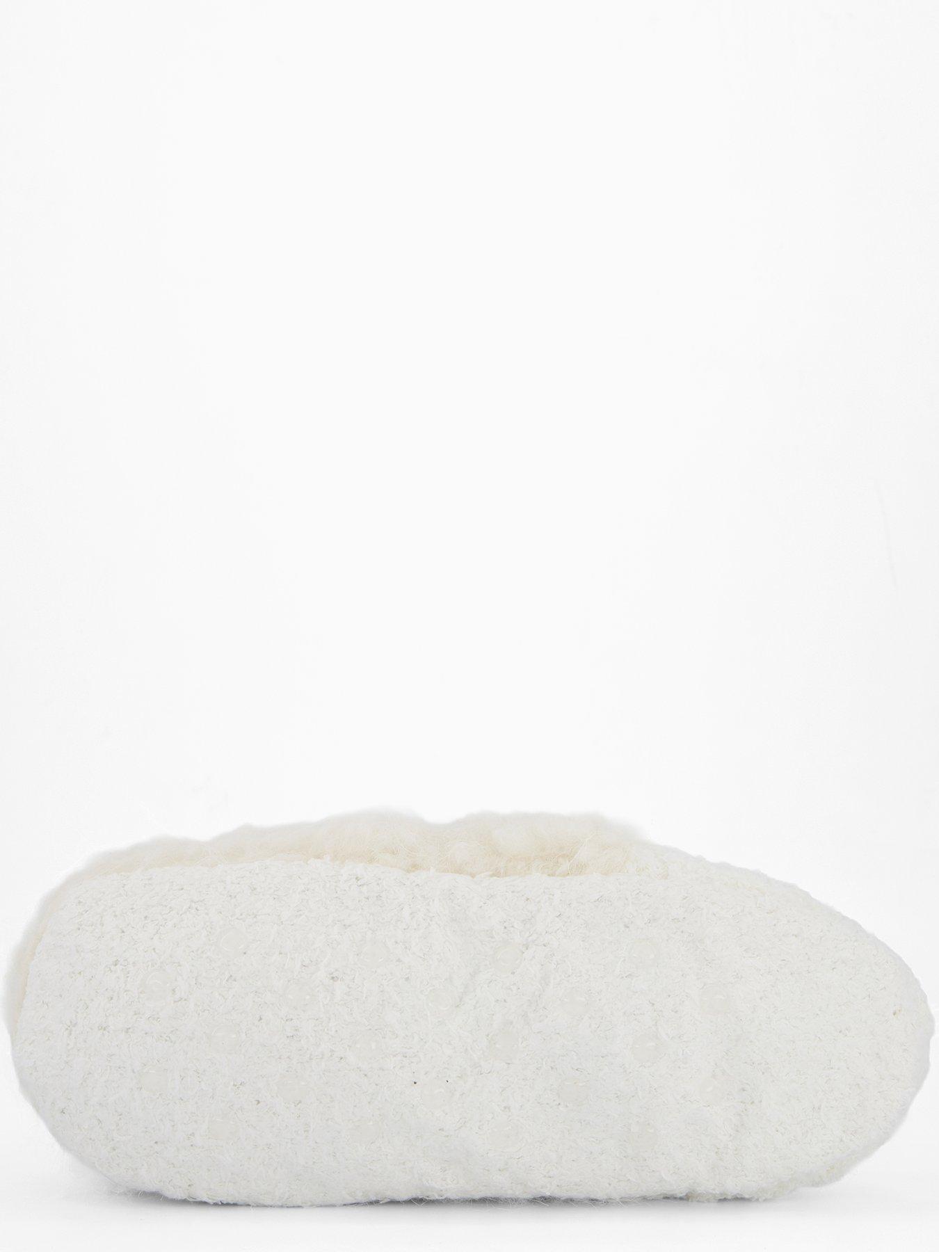 Image 4 of 7 of Loungeable Curly Faux Fur Slipper Socks - Cream