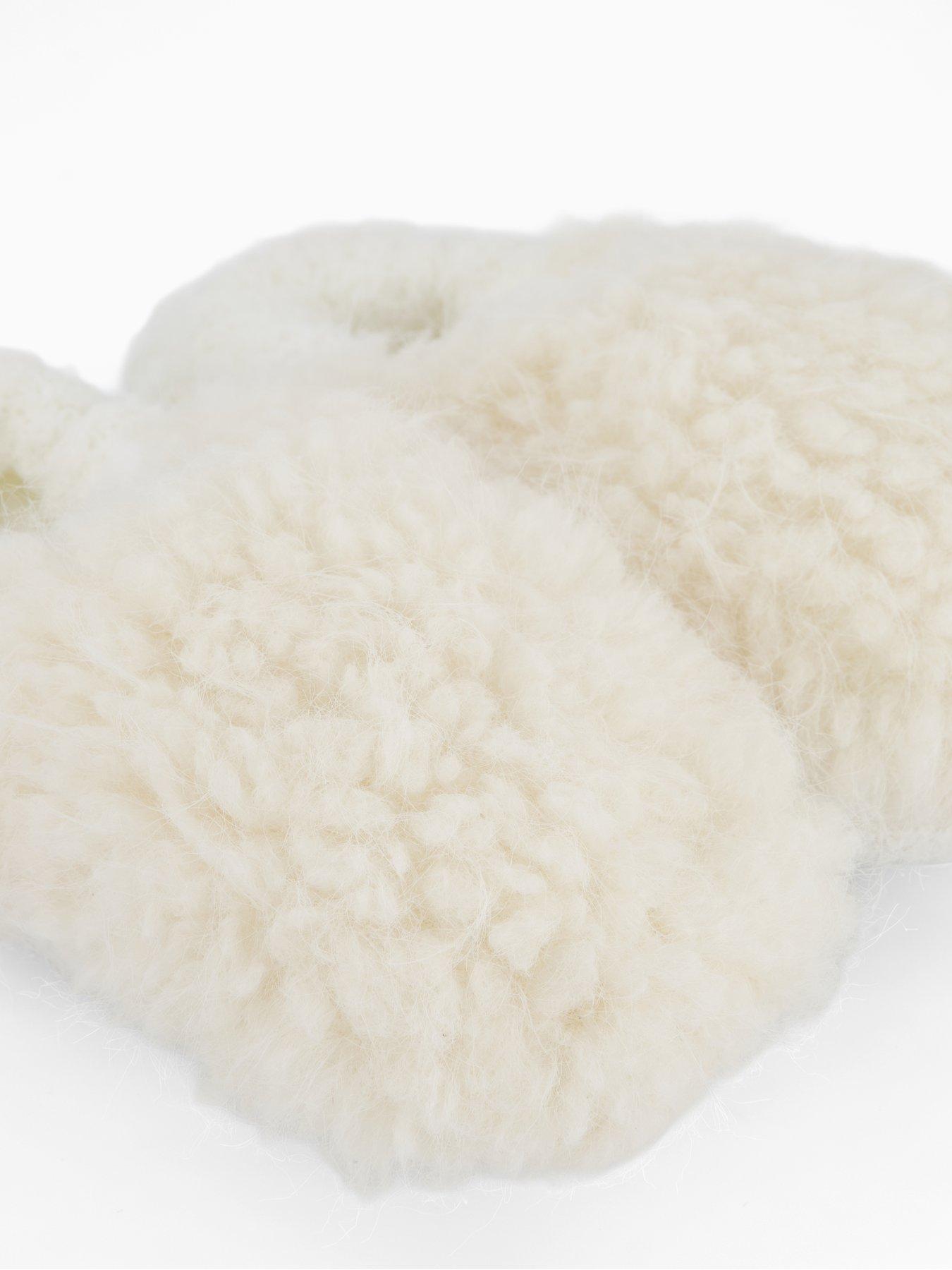 Image 5 of 7 of Loungeable Curly Faux Fur Slipper Socks - Cream