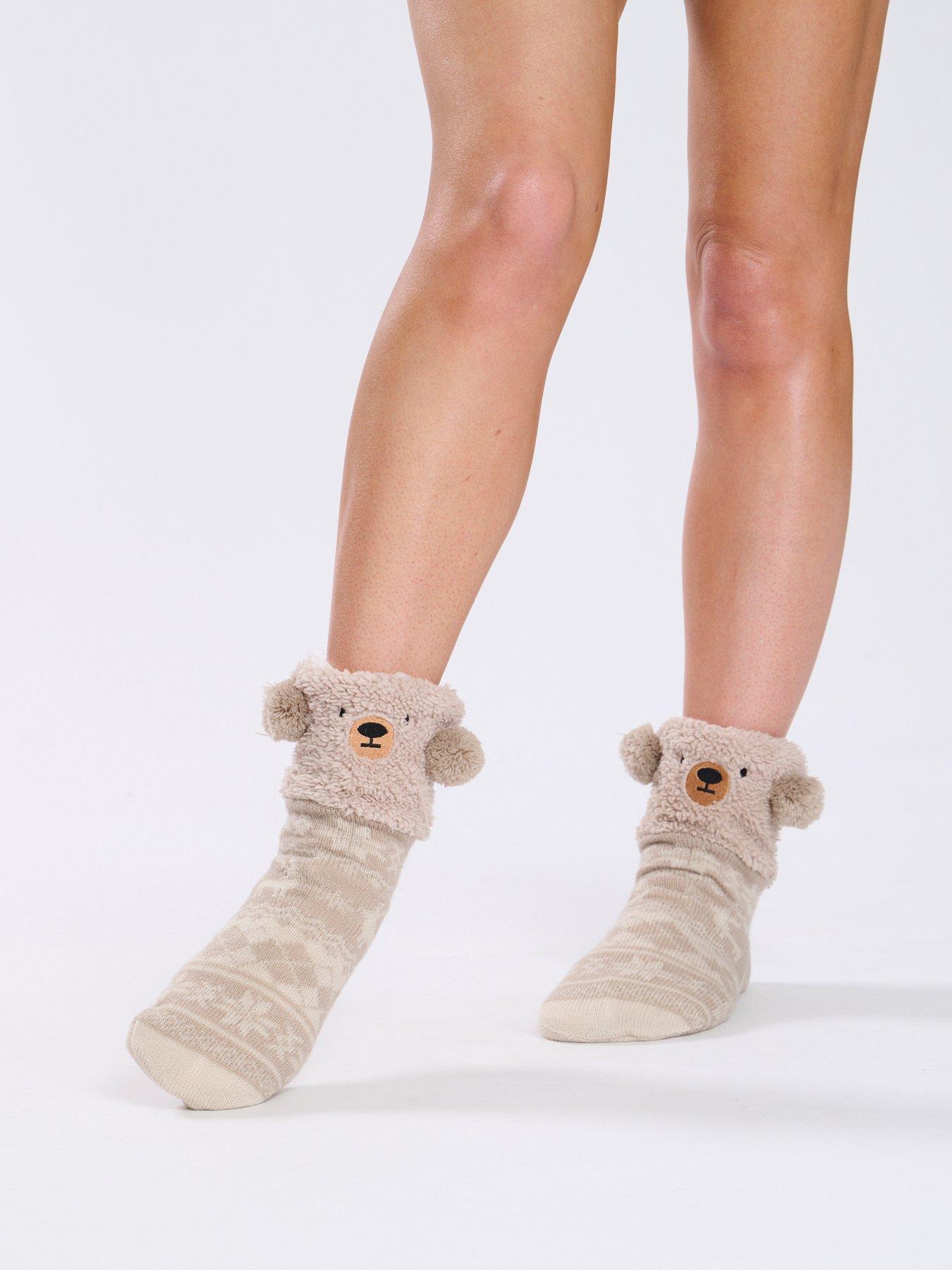 loungeable-teddy-3d-fairlaise-sock-brownfront