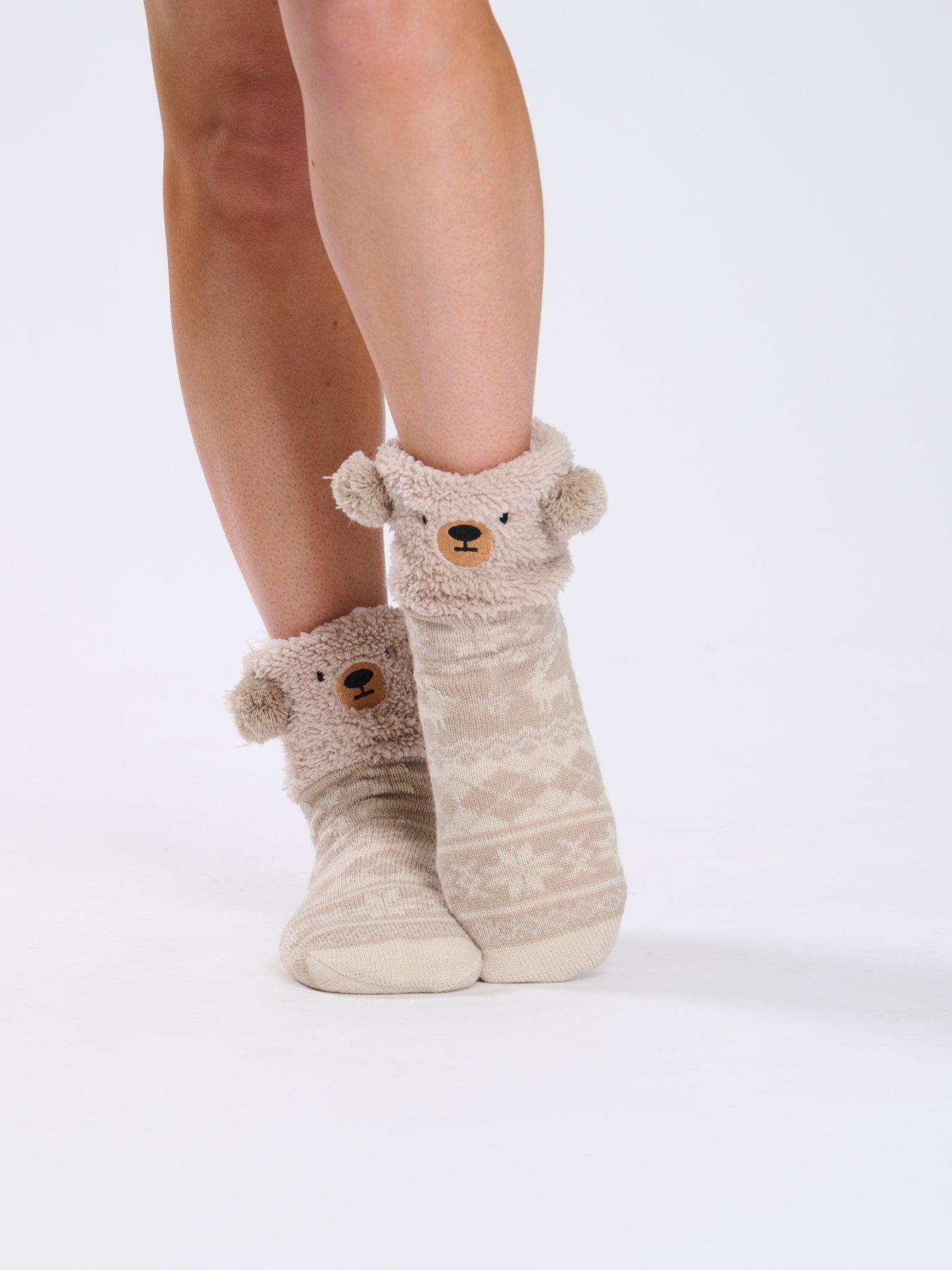 loungeable-teddy-3d-fairlaise-sock-brownstillFront