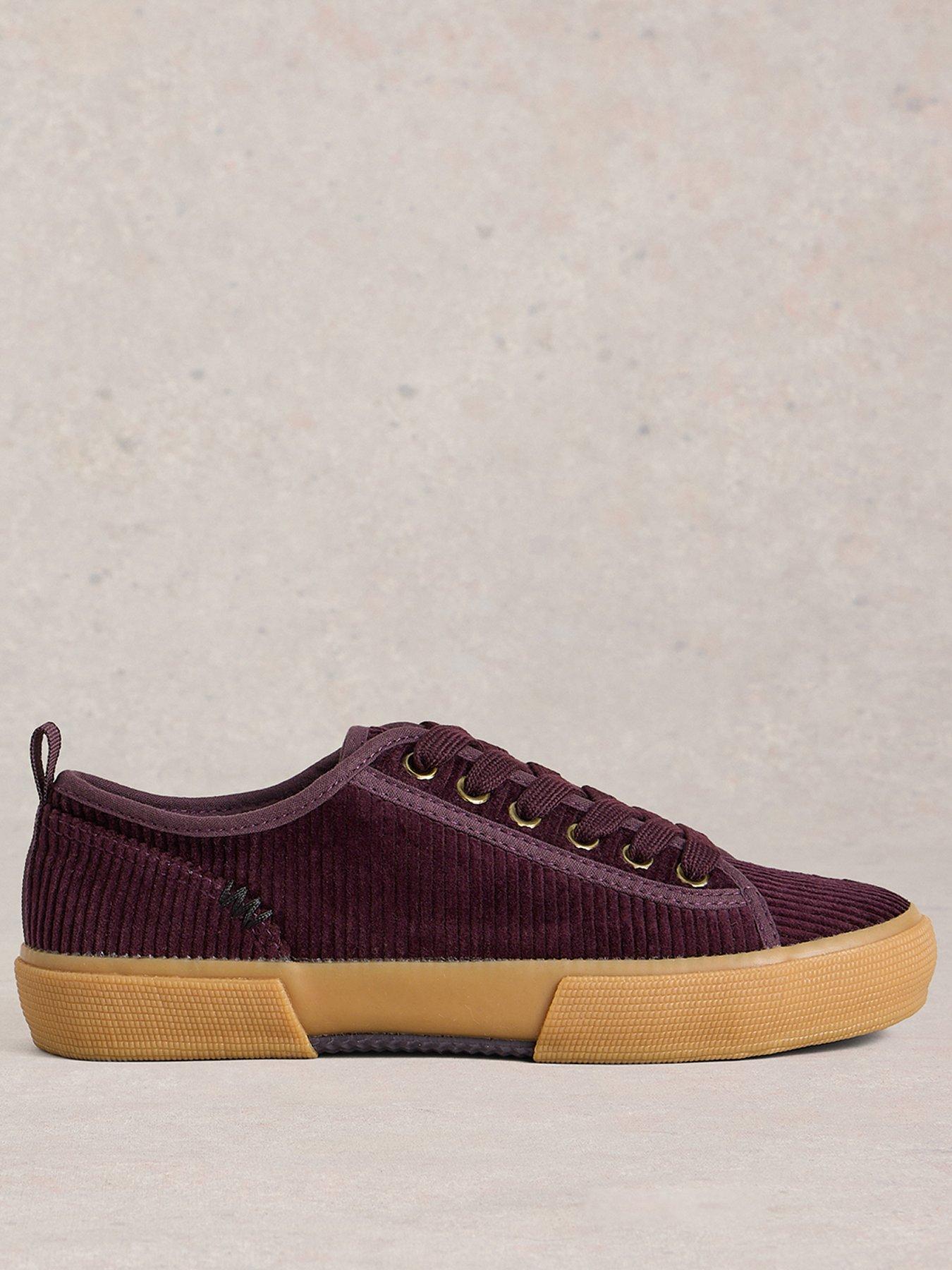 Image 1 of 4 of White Stuff Pippa Cord Lace Up Trainer - Purple