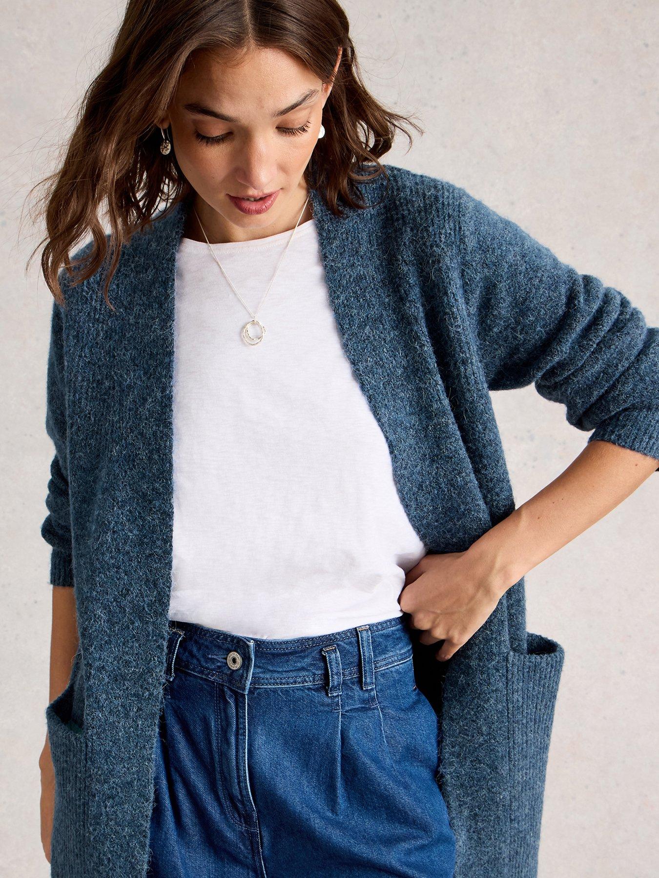 White Stuff Erin Long Line Cardi - Blue