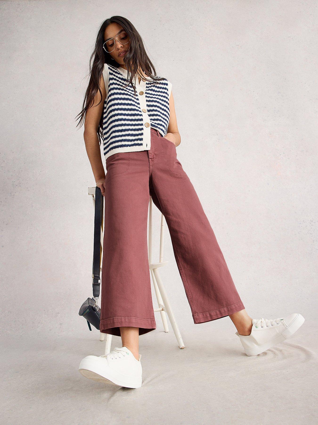 White Stuff Tia Wide Leg Crop Jean - Pink