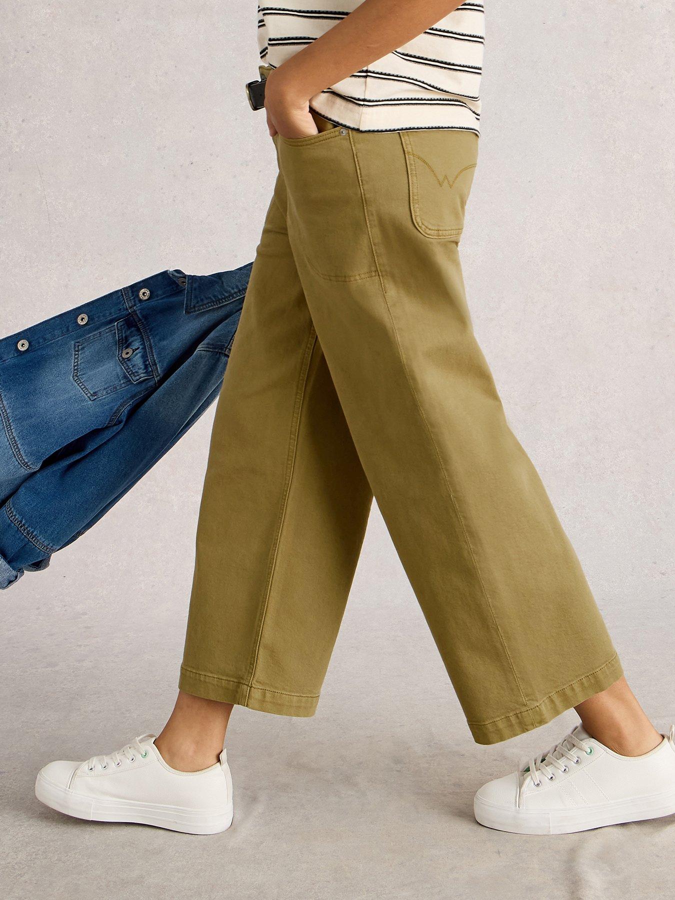 Image 1 of 6 of White Stuff Tia Wide Leg Crop Jean - Green