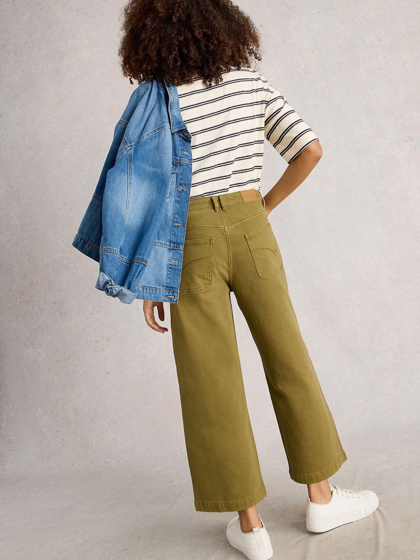 Image 2 of 6 of White Stuff Tia Wide Leg Crop Jean - Green