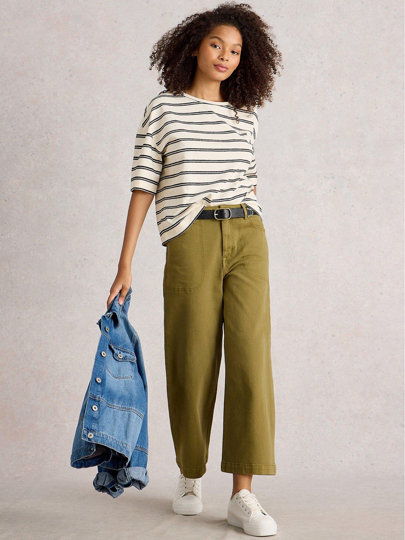 Image 3 of 6 of White Stuff Tia Wide Leg Crop Jean - Green