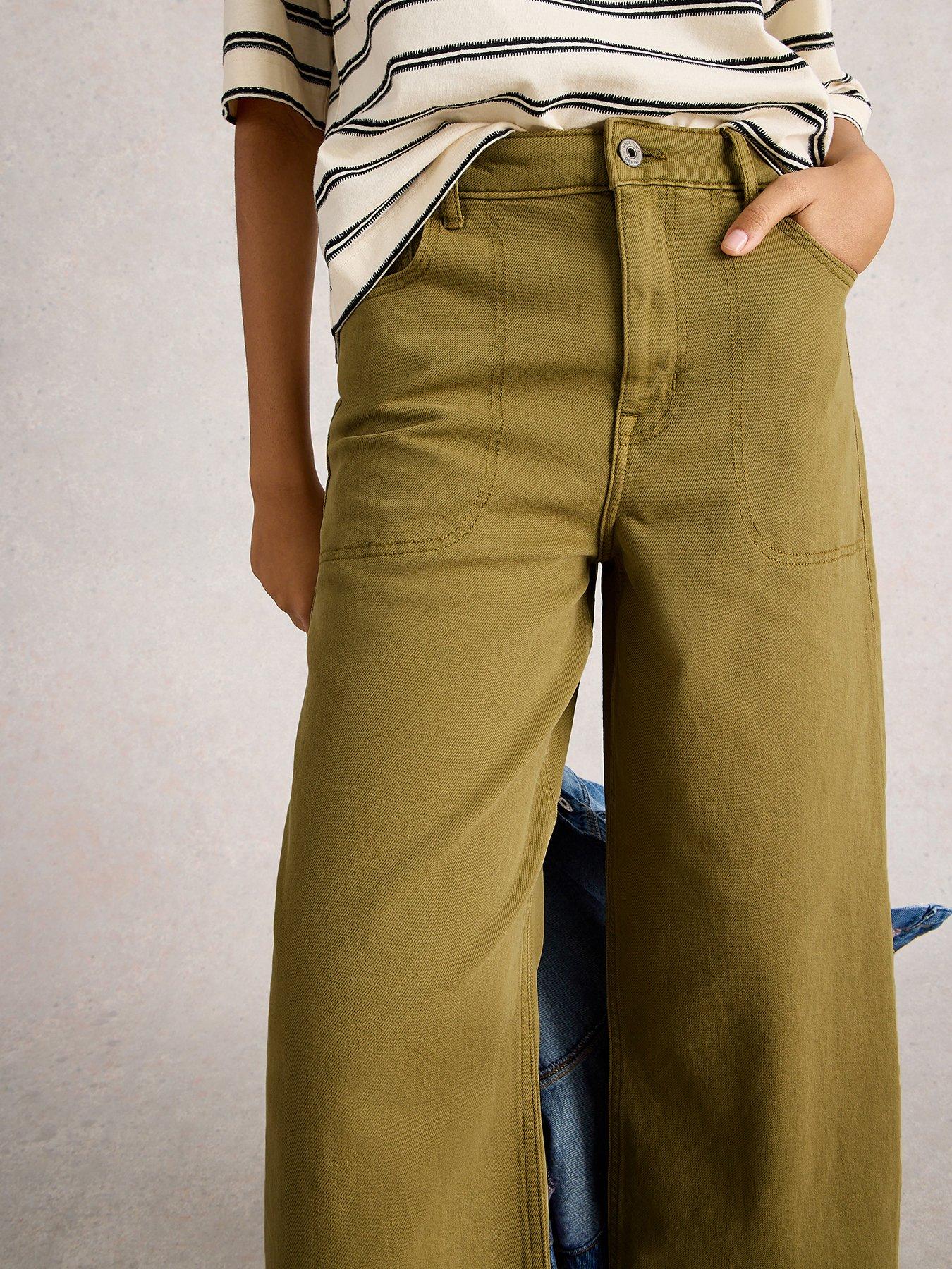Image 4 of 6 of White Stuff Tia Wide Leg Crop Jean - Green