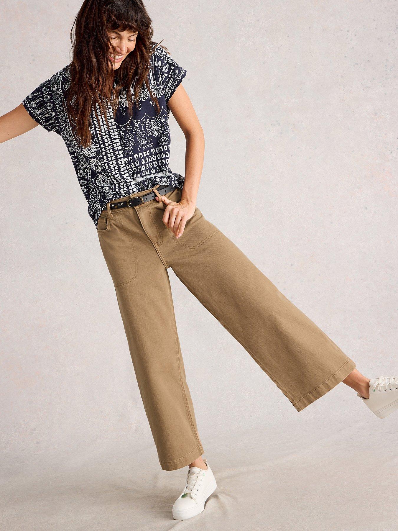 White Stuff Tia Wide Leg Crop Jean - Beige