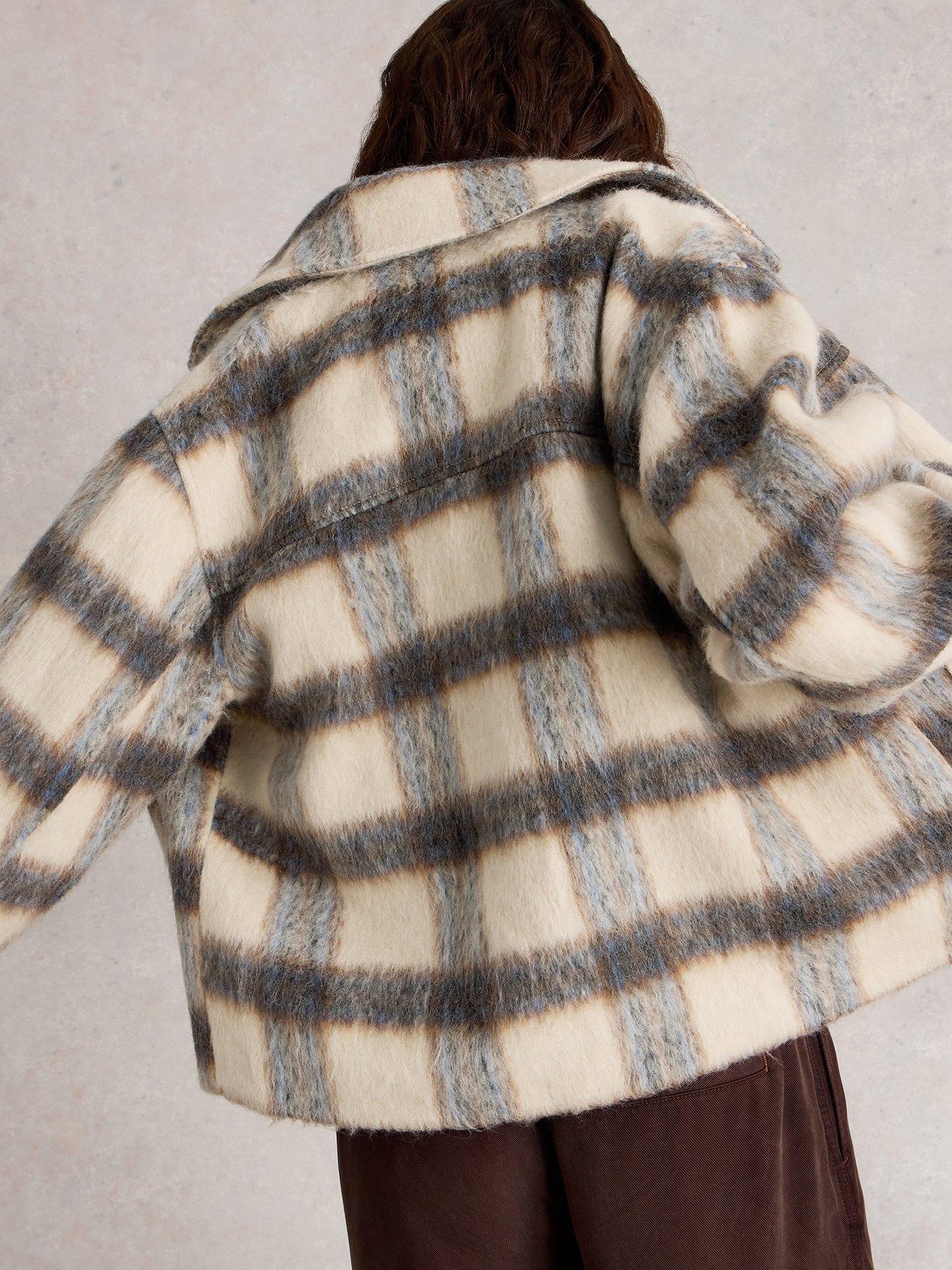 Image 2 of 6 of White Stuff Alexa Check Wool Blend Jacket - Blue