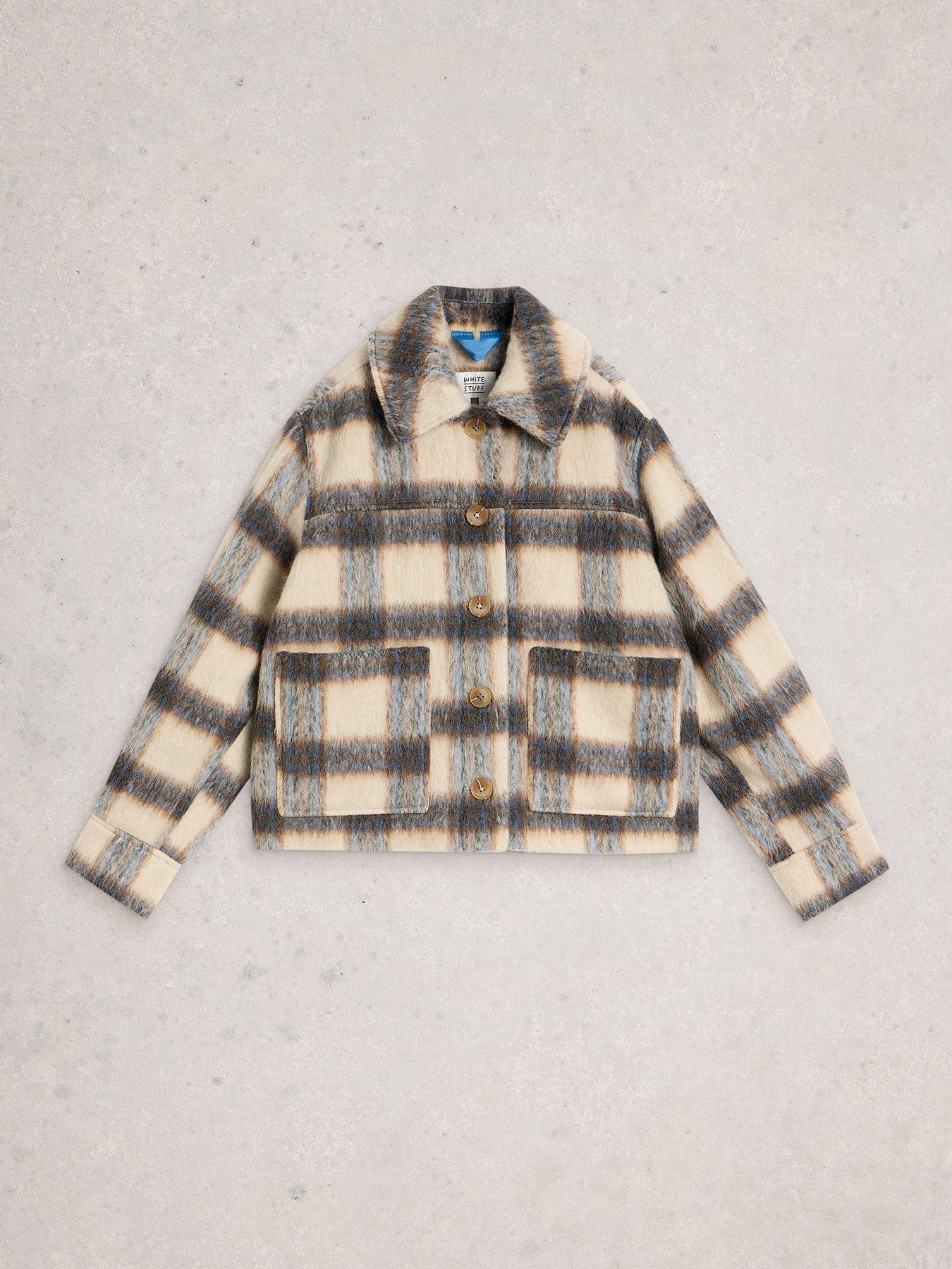 Image 5 of 6 of White Stuff Alexa Check Wool Blend Jacket - Blue