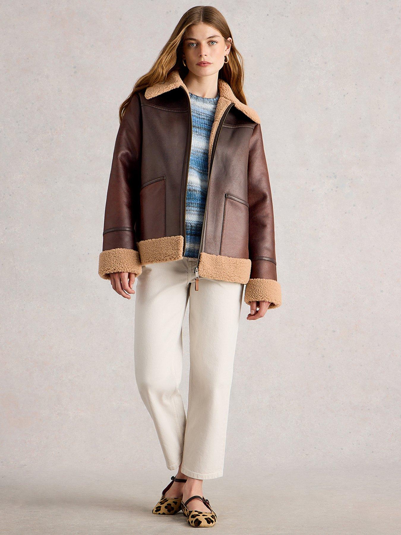 Image 3 of 6 of White Stuff Serena Aviator Jacket - Brown