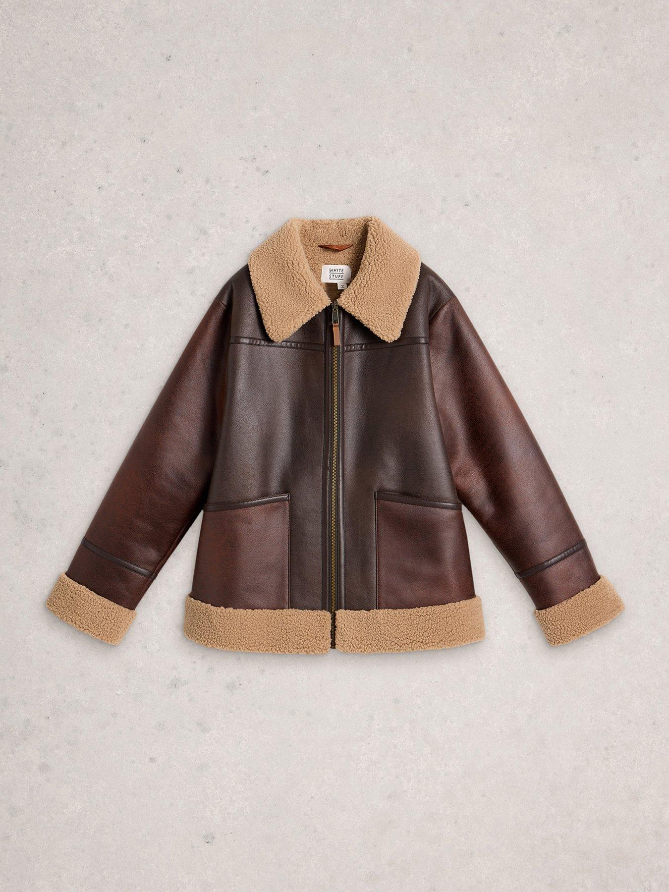 Image 5 of 6 of White Stuff Serena Aviator Jacket - Brown