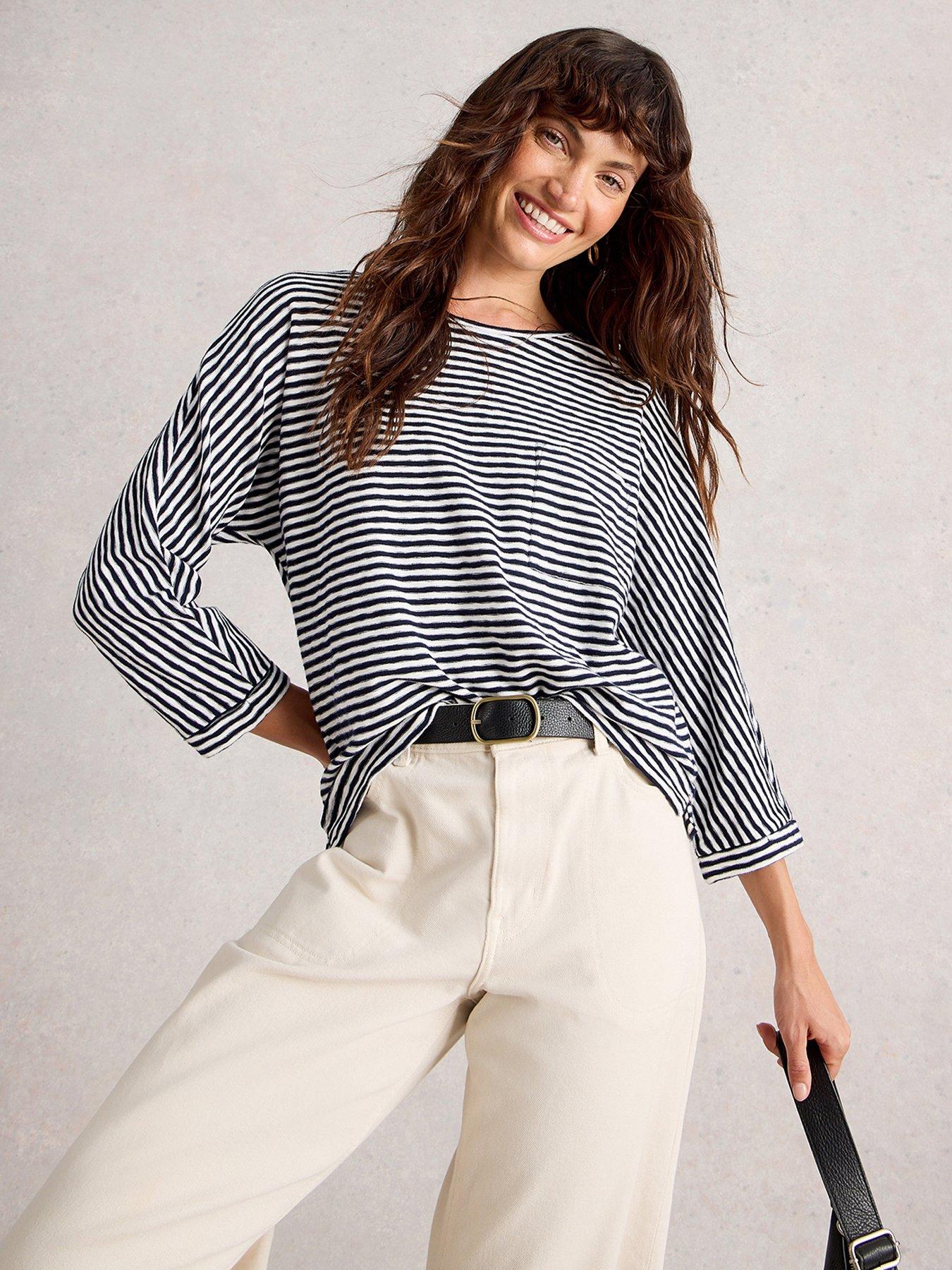 White Stuff Demi Dolman Stripe Top - Navy