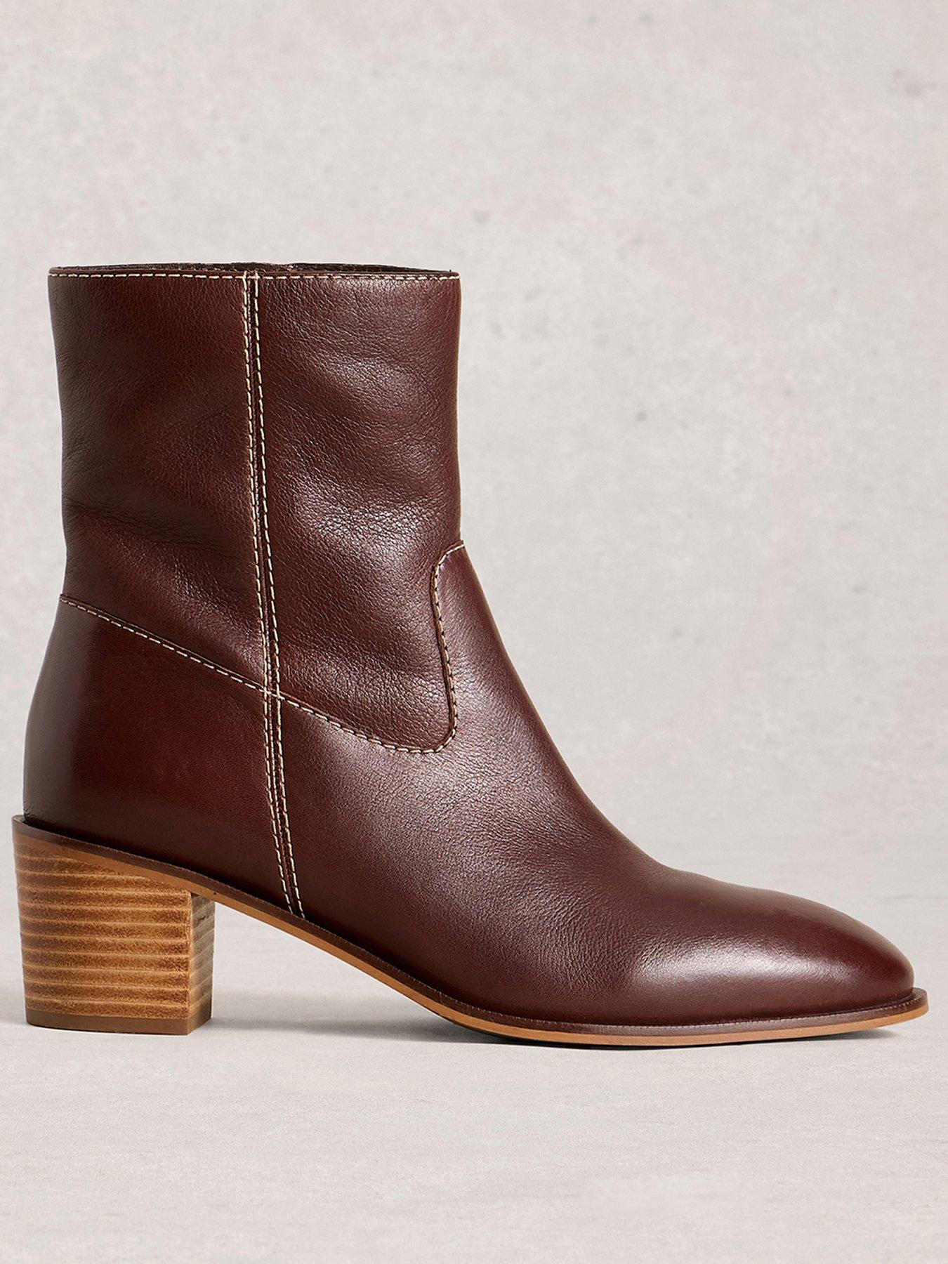 Image 1 of 4 of White Stuff Izzy Block Heel Ankle Boot - Brown