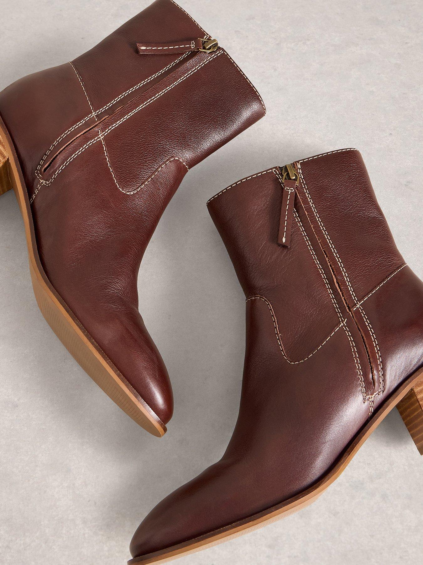 Image 4 of 4 of White Stuff Izzy Block Heel Ankle Boot - Brown